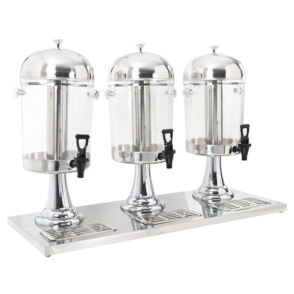 Walplus Stainless Steel Triple Juice Dispenser 8 L - 86 x 35 x 57 cm