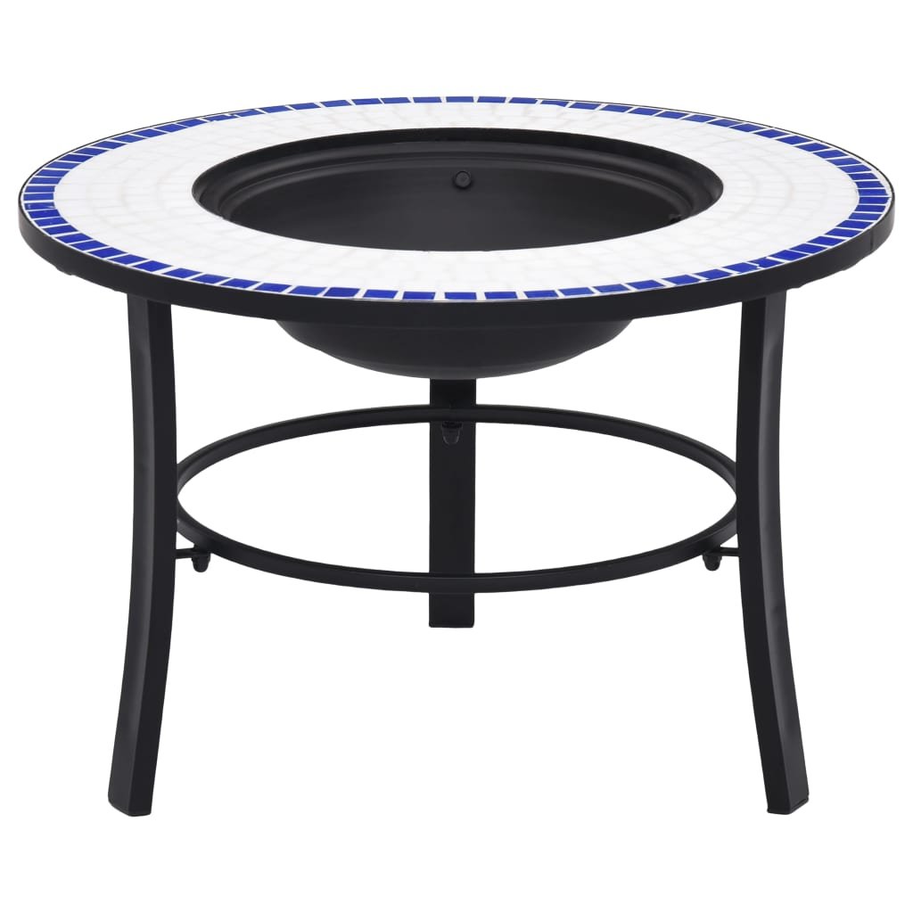 Walplus Steel VidaXl Mosaic Fire Pit and - Blue and White - 68 x 68 x 45 cm