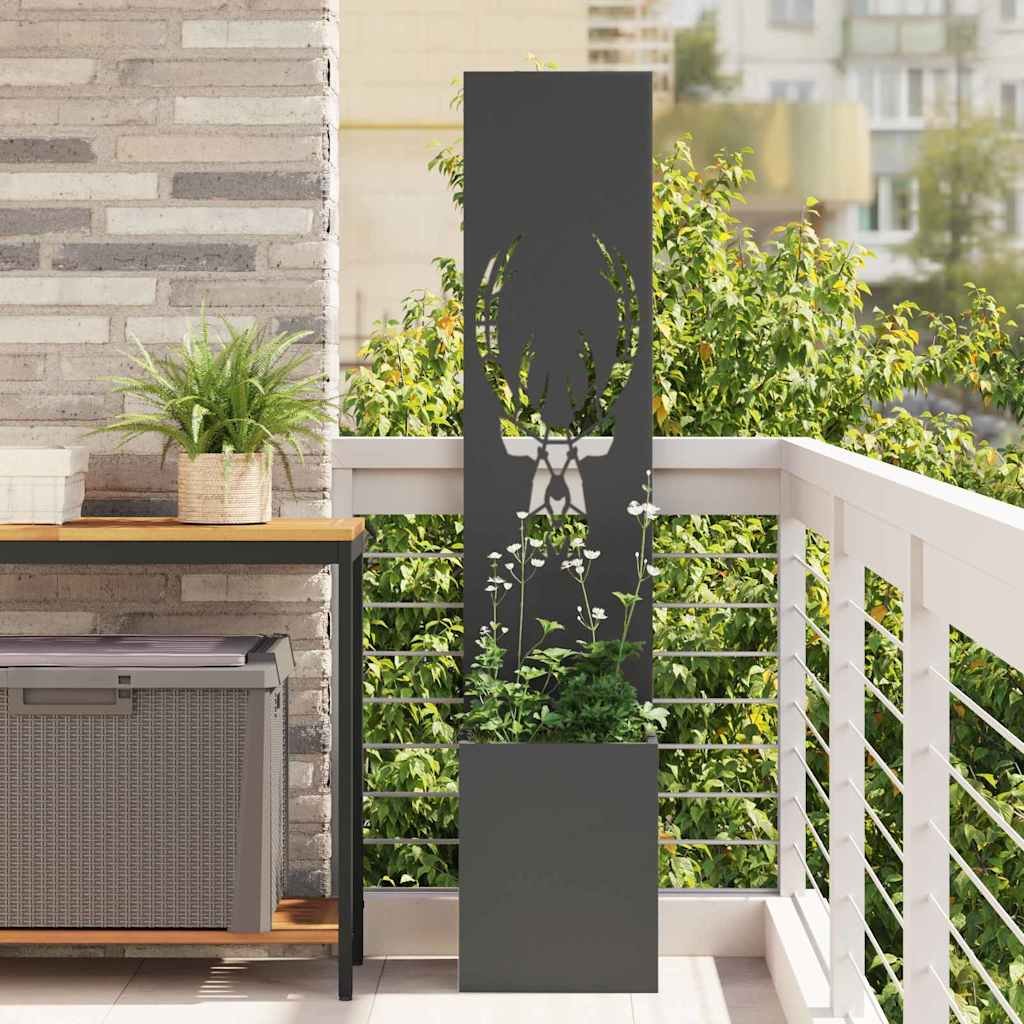 Walplus Antler Pattern Steel Garden Privacy Screen - Black - 32 x 32 x 150 cm
