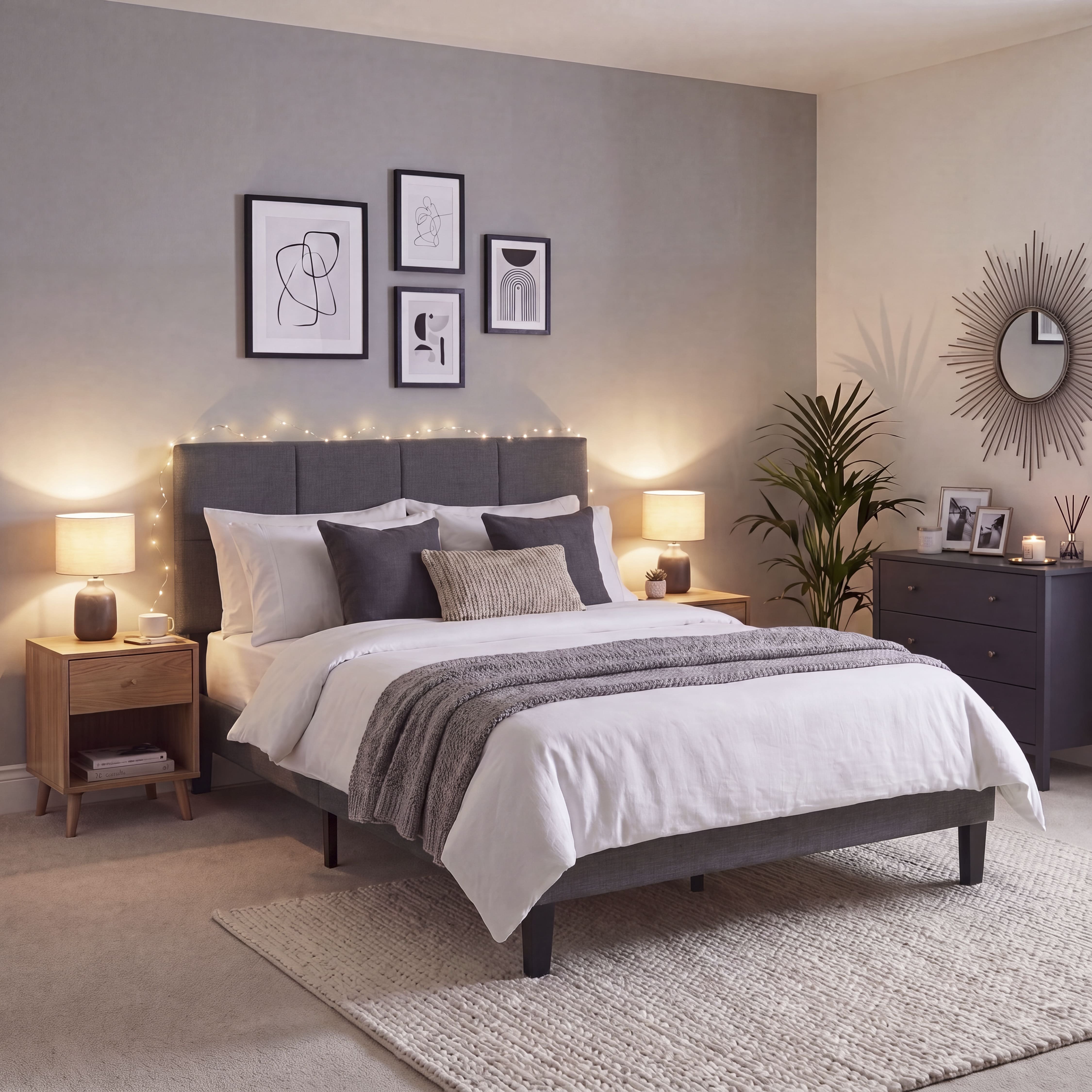 Vida Designs Velmora King Linen Fabric Bed - Dark Grey