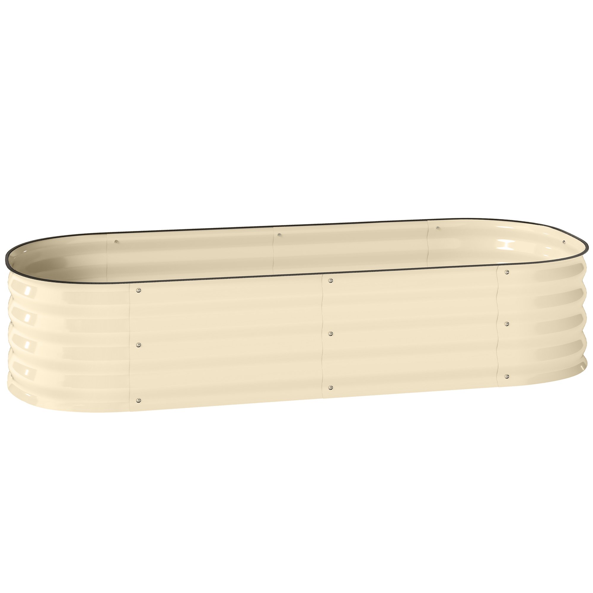 Outsunny Galvanised Metal Raised Planter Bed - Cream White