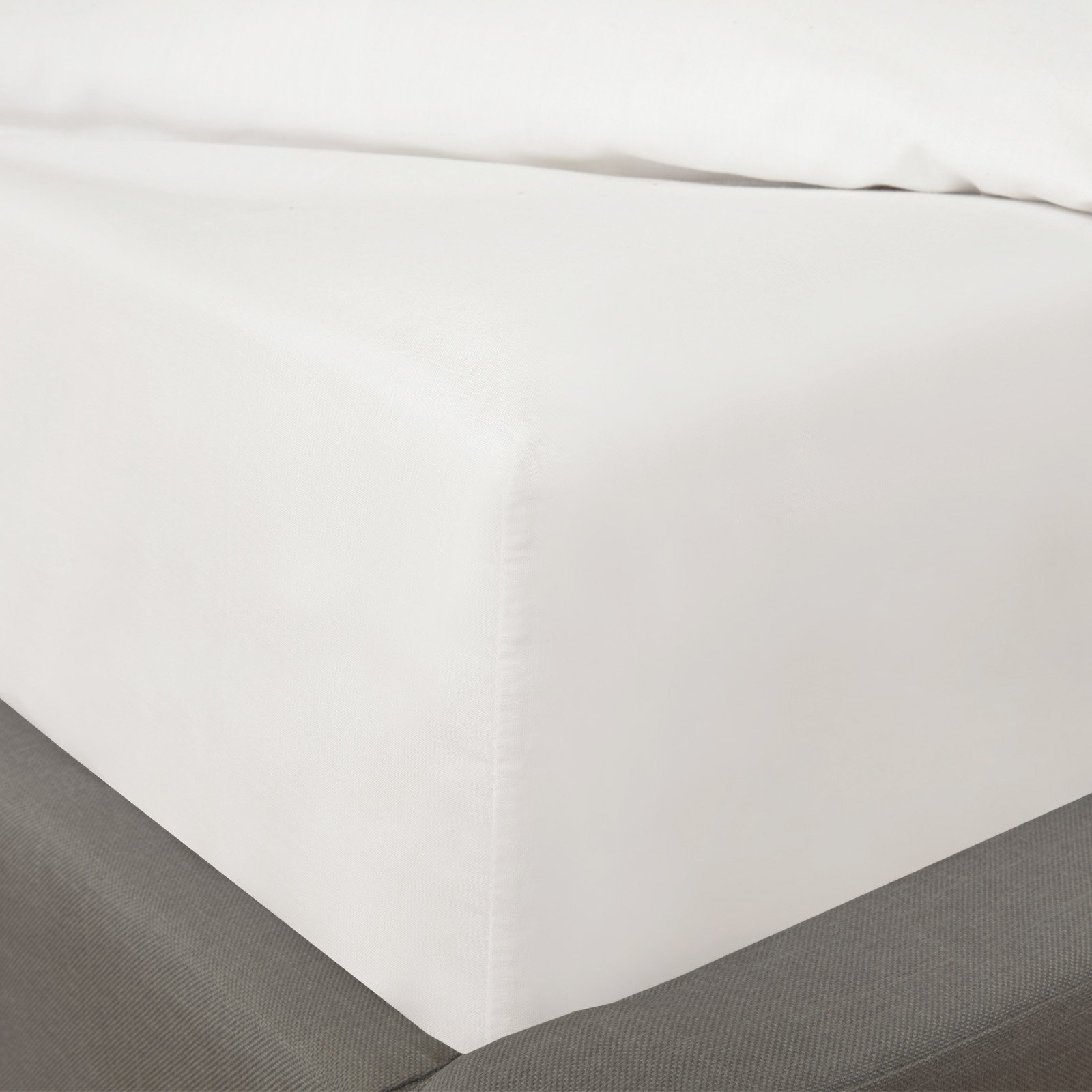 OHS Easy Care Polycotton Deep Fitted Bed Sheet White - King