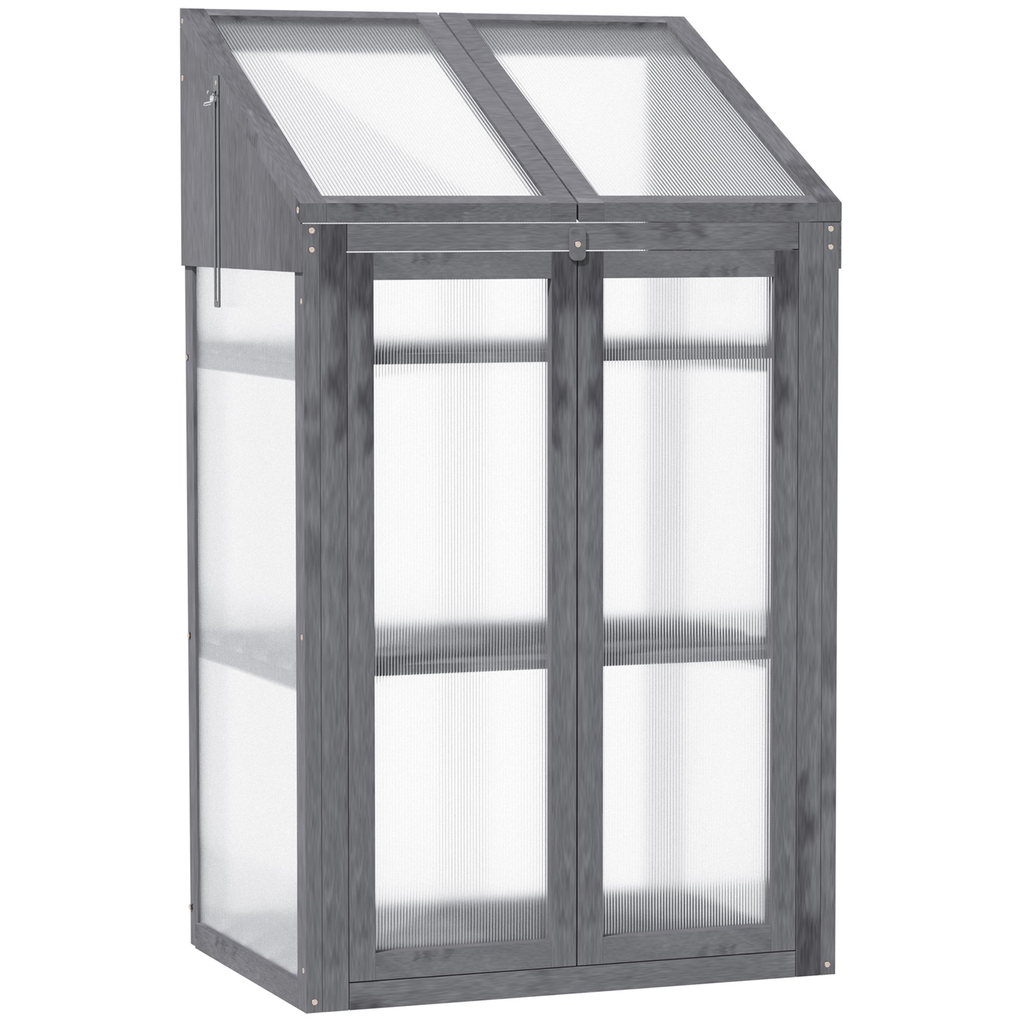 Outsunny Wooden Cold Frame Greenhouse with Double Doors – Grey