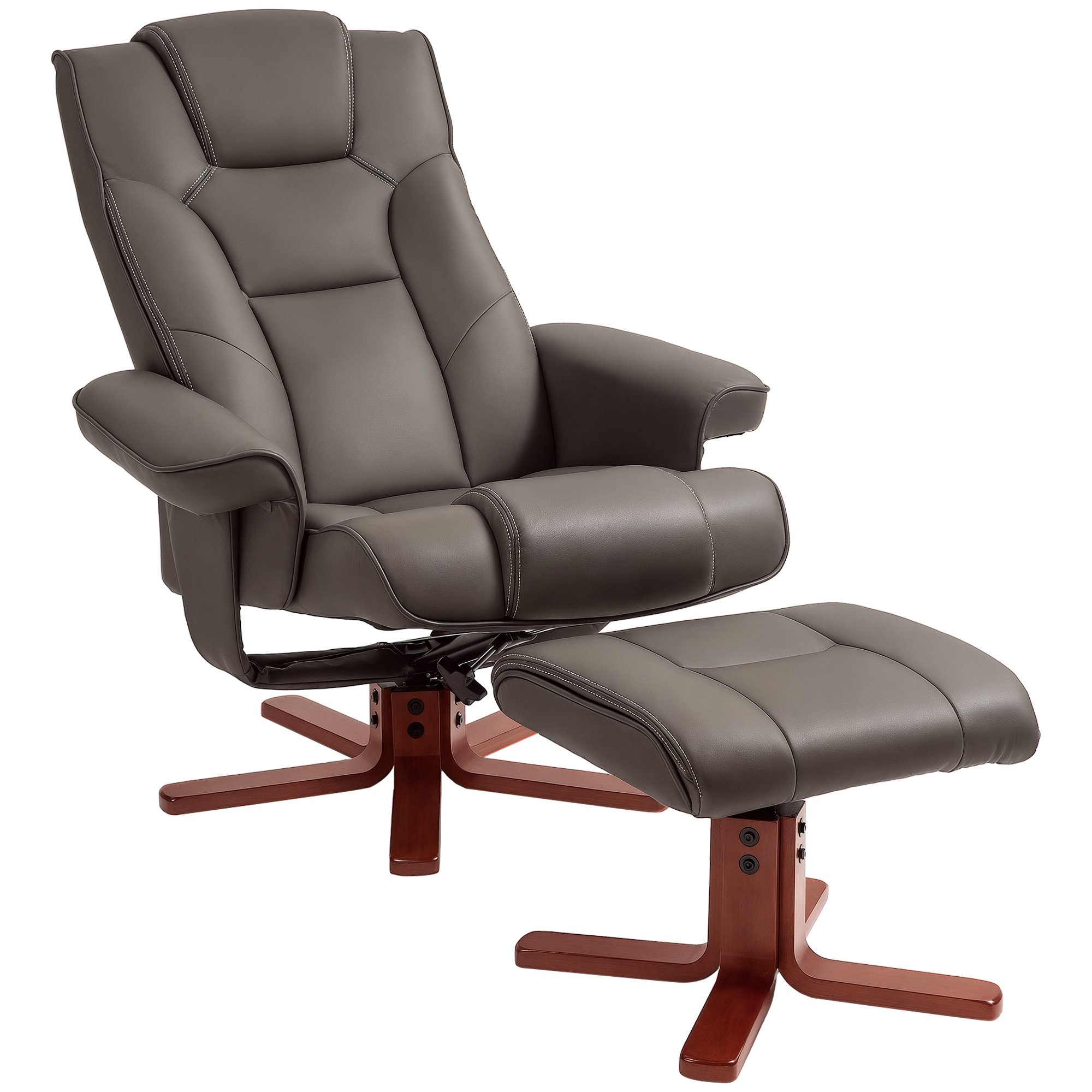 HOMCOM Faux Leather Recliner Armchair with High Back - Brown