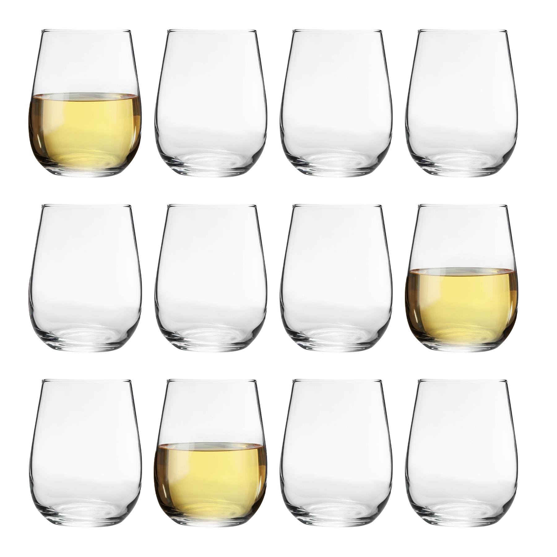 LAV Gaia Stemless White Wine Glasses -  Clear - Pack of 12
