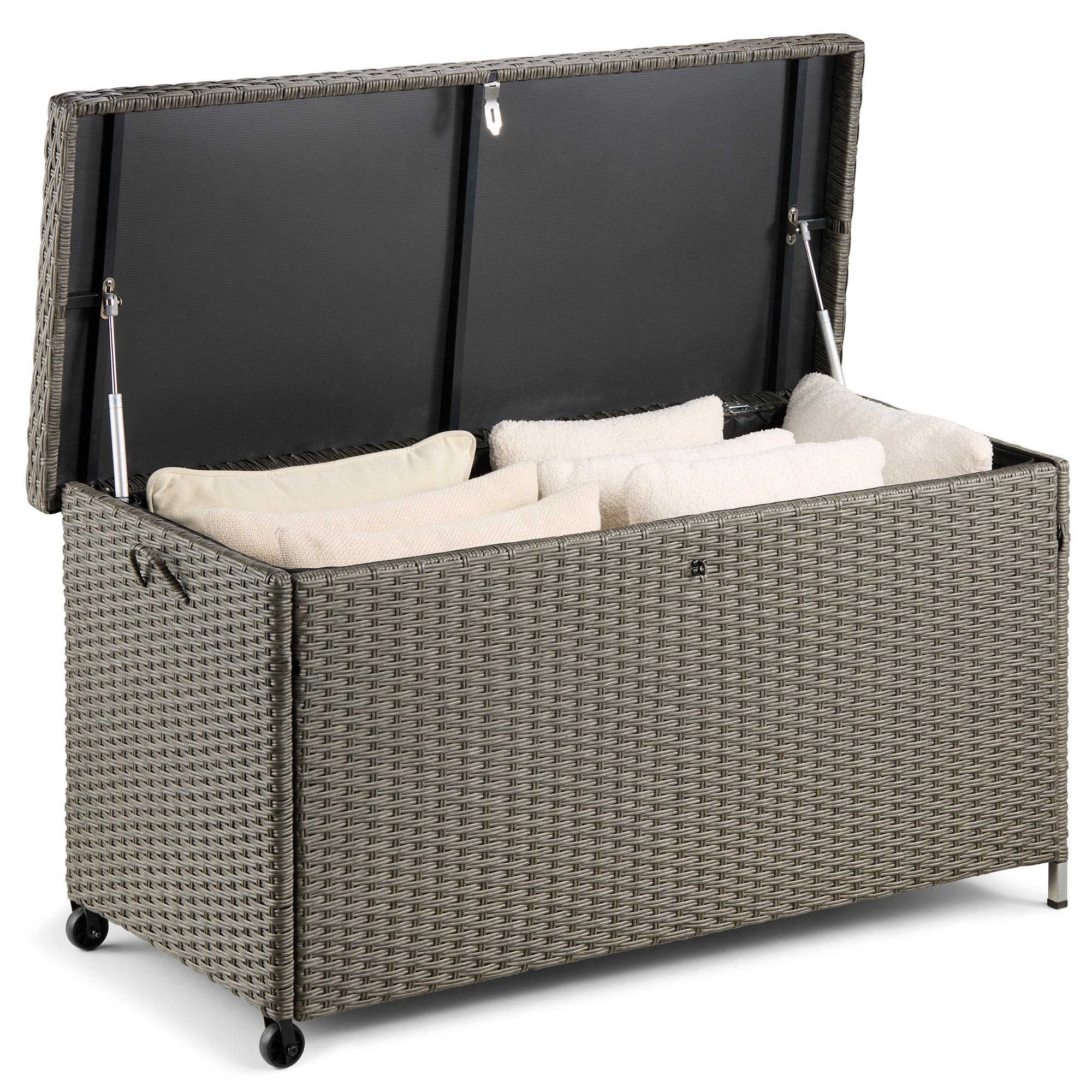 Vonhaus Bali 290L Rattan Effect Garden Storage Box - Grey