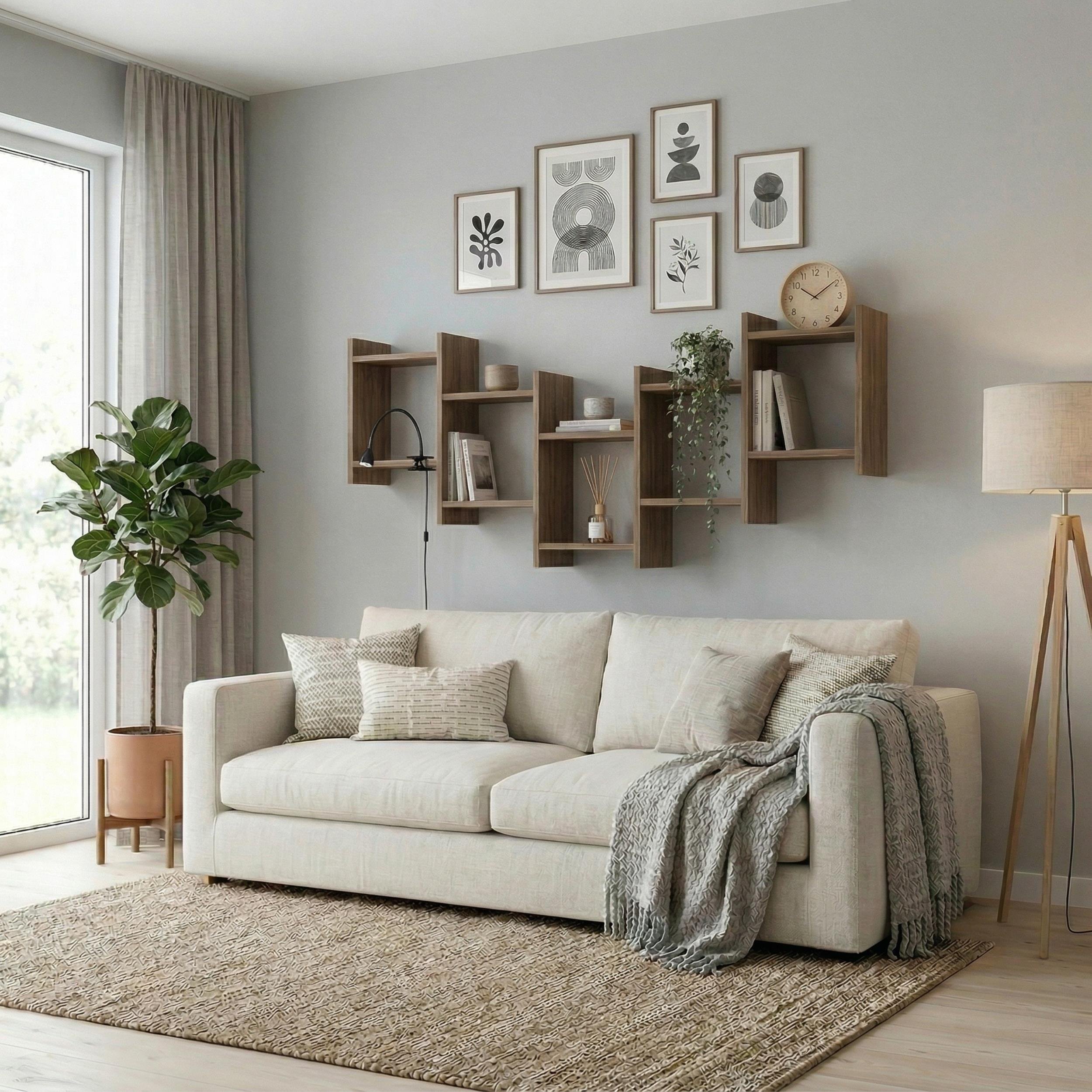 Decortie Bat Particleboard Floating Wall Shelf - Dark Oak