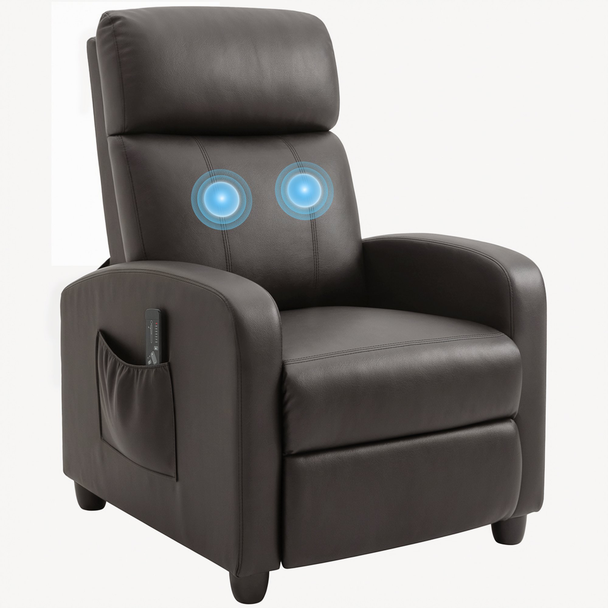 HOMCOM Faux Leather Adjustable Massage Recliner Armchair - Brown