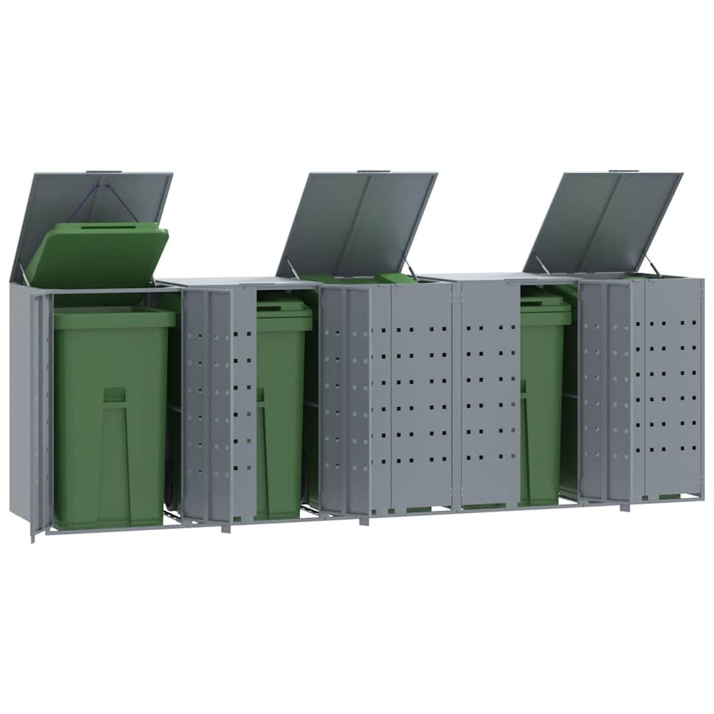 Walplus Steel Wheelie Bin Store - Grey - 345 x 79 x 117 cm