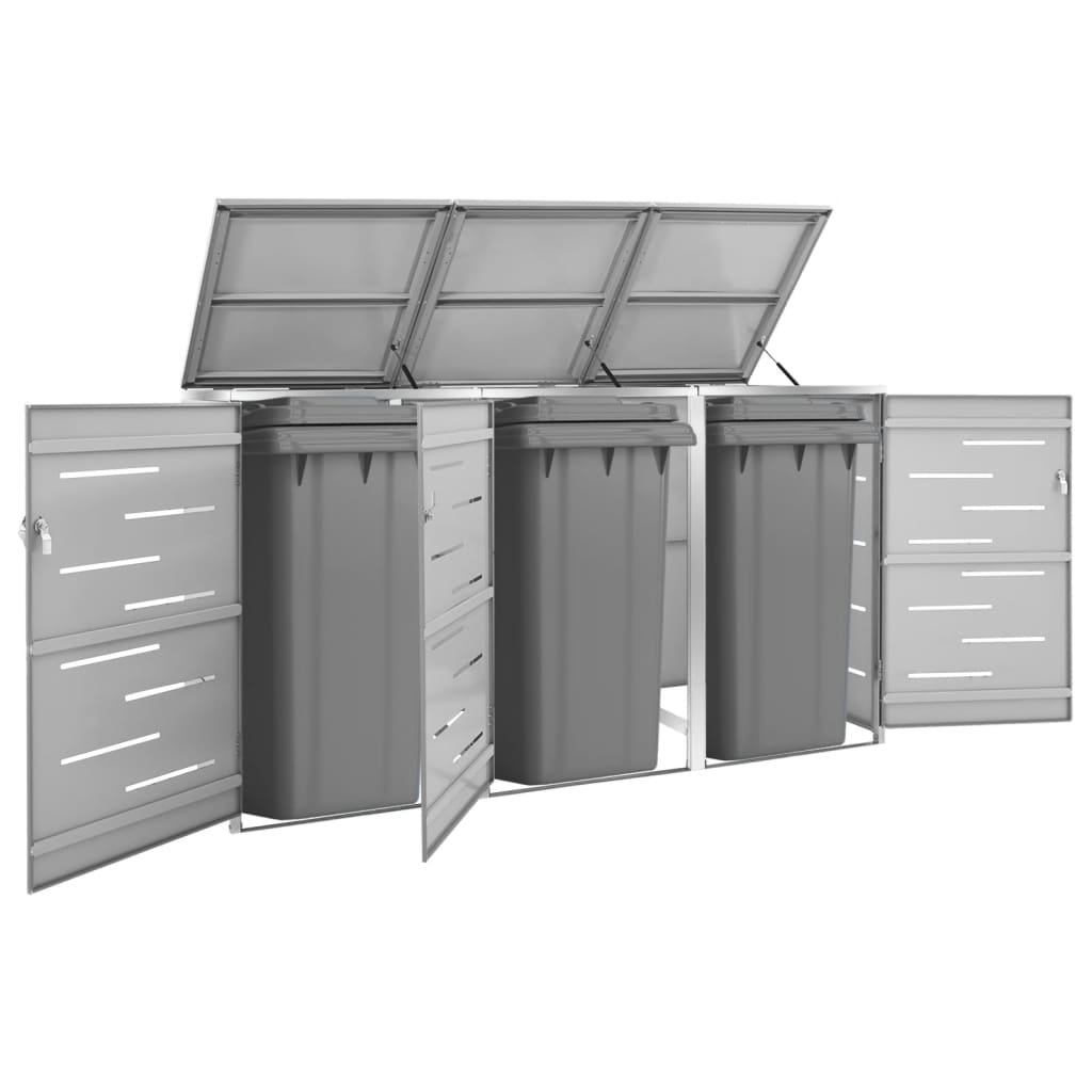 Walplus Triple Wheelie Bin Store - Grey - 207 x 77.5 x 112.5 cm