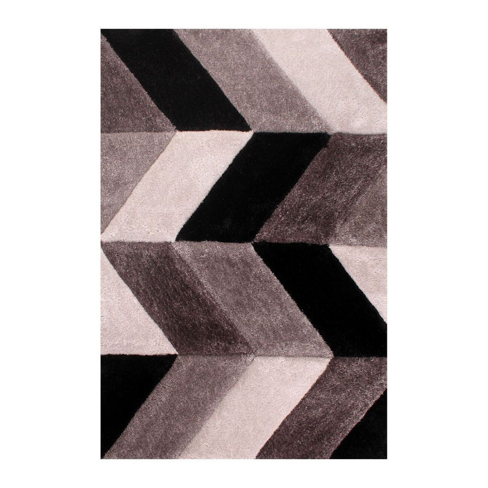 Mega Flooring Grey Shaggy Geometric Rug - 160 x 225cm