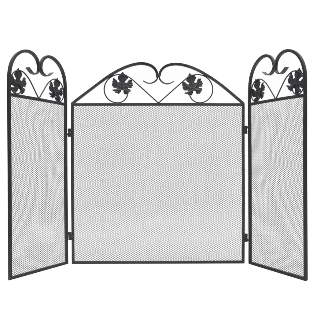 Walplus Iron Panel Fireplace Screen - Black - 102 x 61 cm