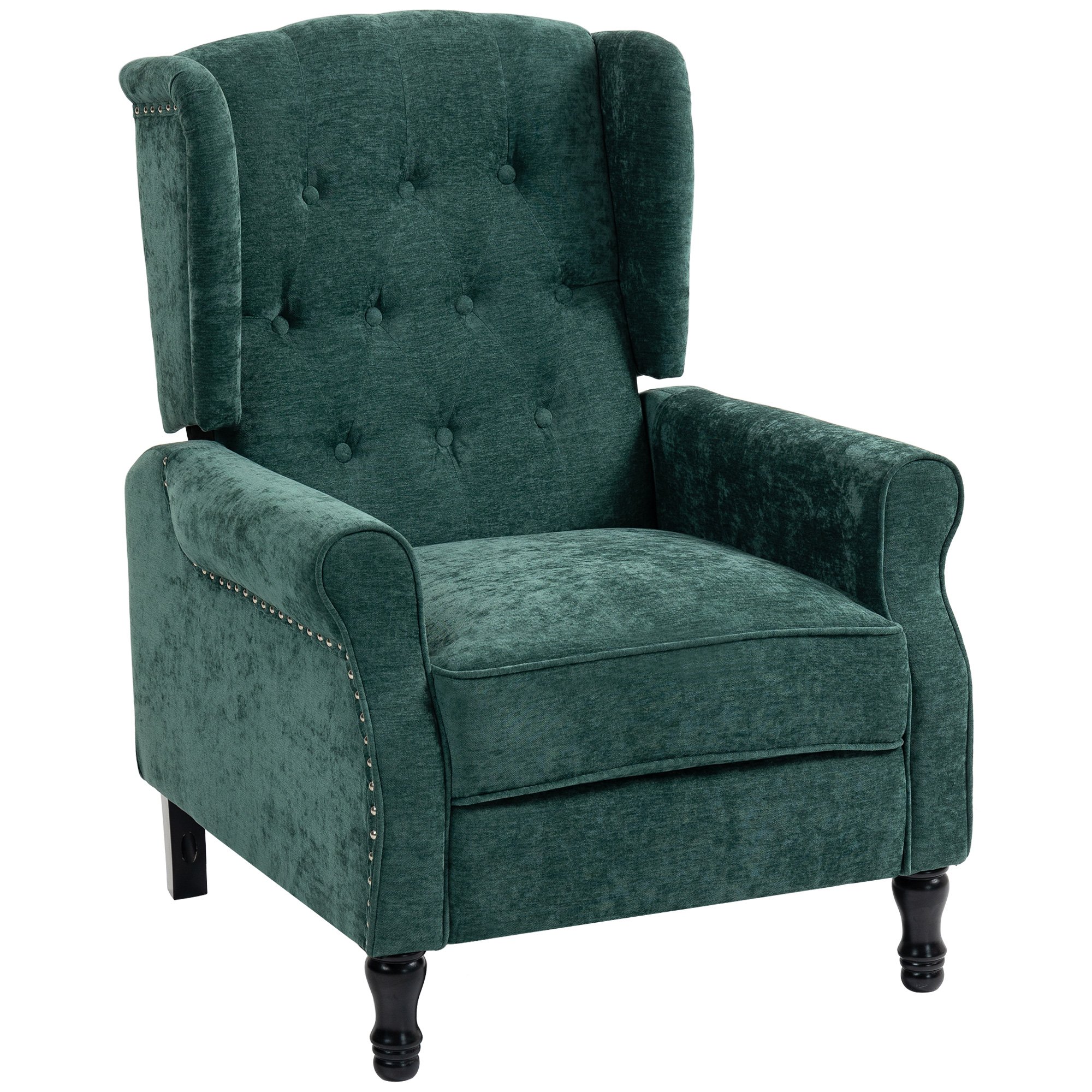 HOMCOM Vintage Reclining Chair with Nail Head Trim for Living Room - Green