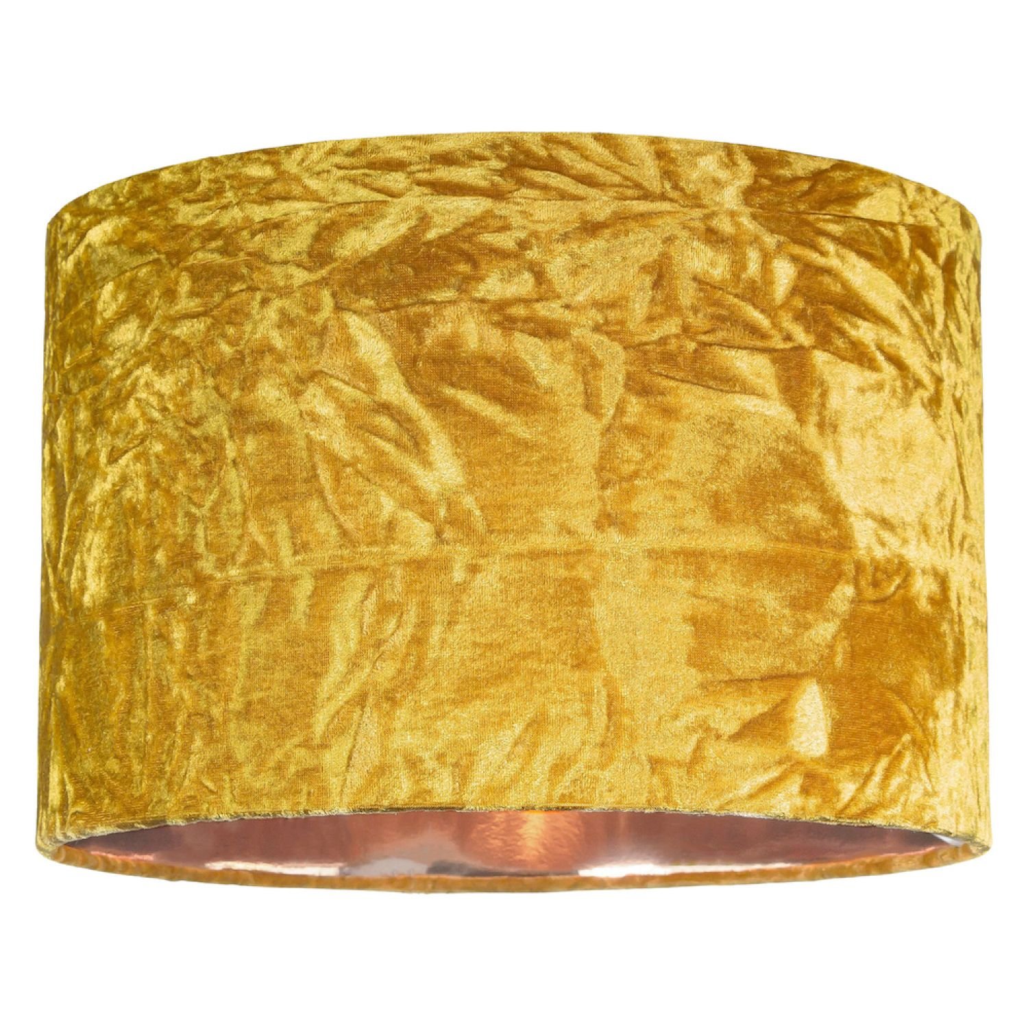 Happy Homewares Ochre Crushed Velvet with Copper Inner Lampshade - 35cm