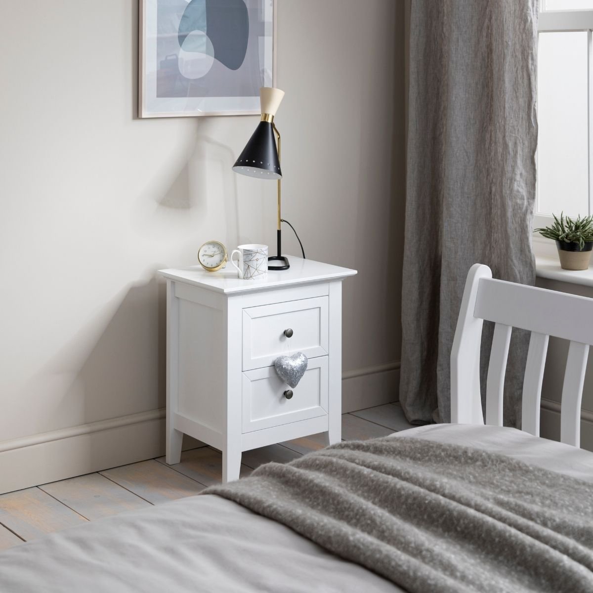Noa & Nani Karlstad 2 Drawer Bedside Table - White