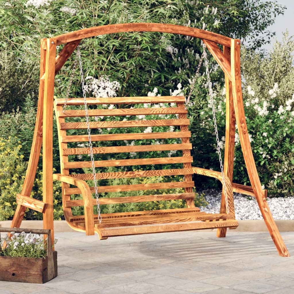 Walplus Wood Swing Bench Solid Bent with Finish - 126 x 63 x 92 cm