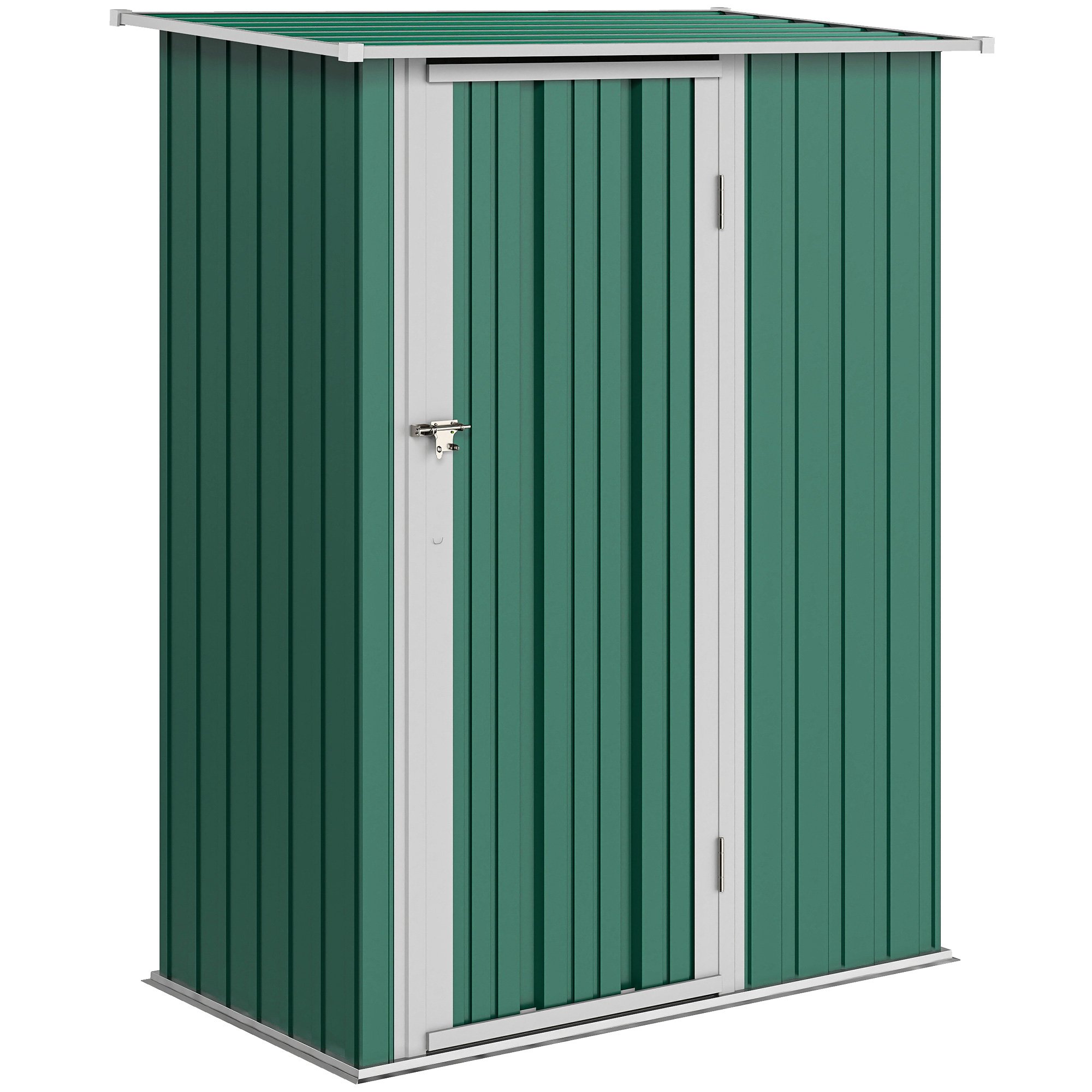 Outsunny Metal Waterproof Garden Shed with Sloped Roof - Green