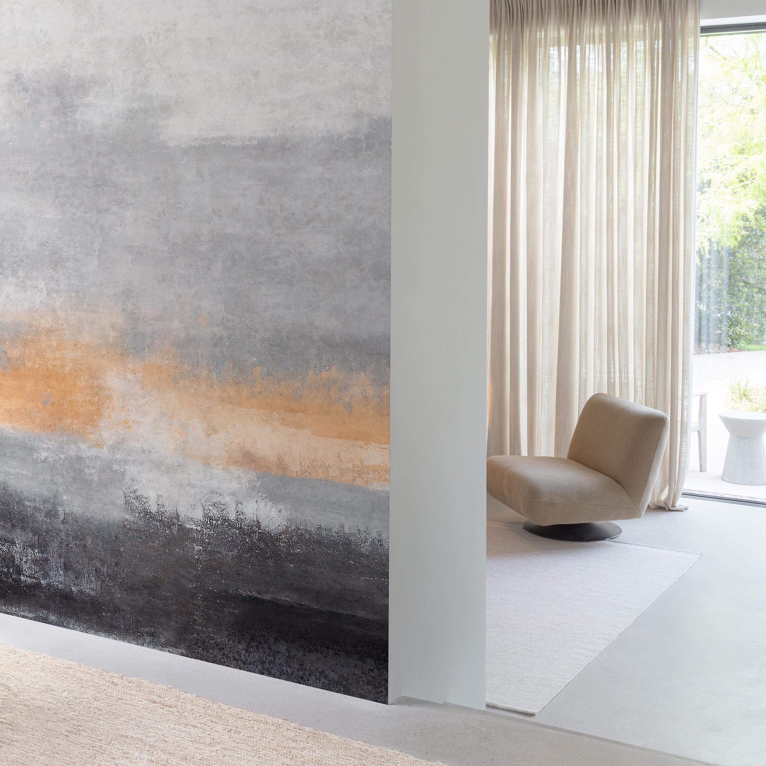 Grandeco Nevada Moody Sunset 3 Lane Repeatable Wallpaper Mural   - Grey