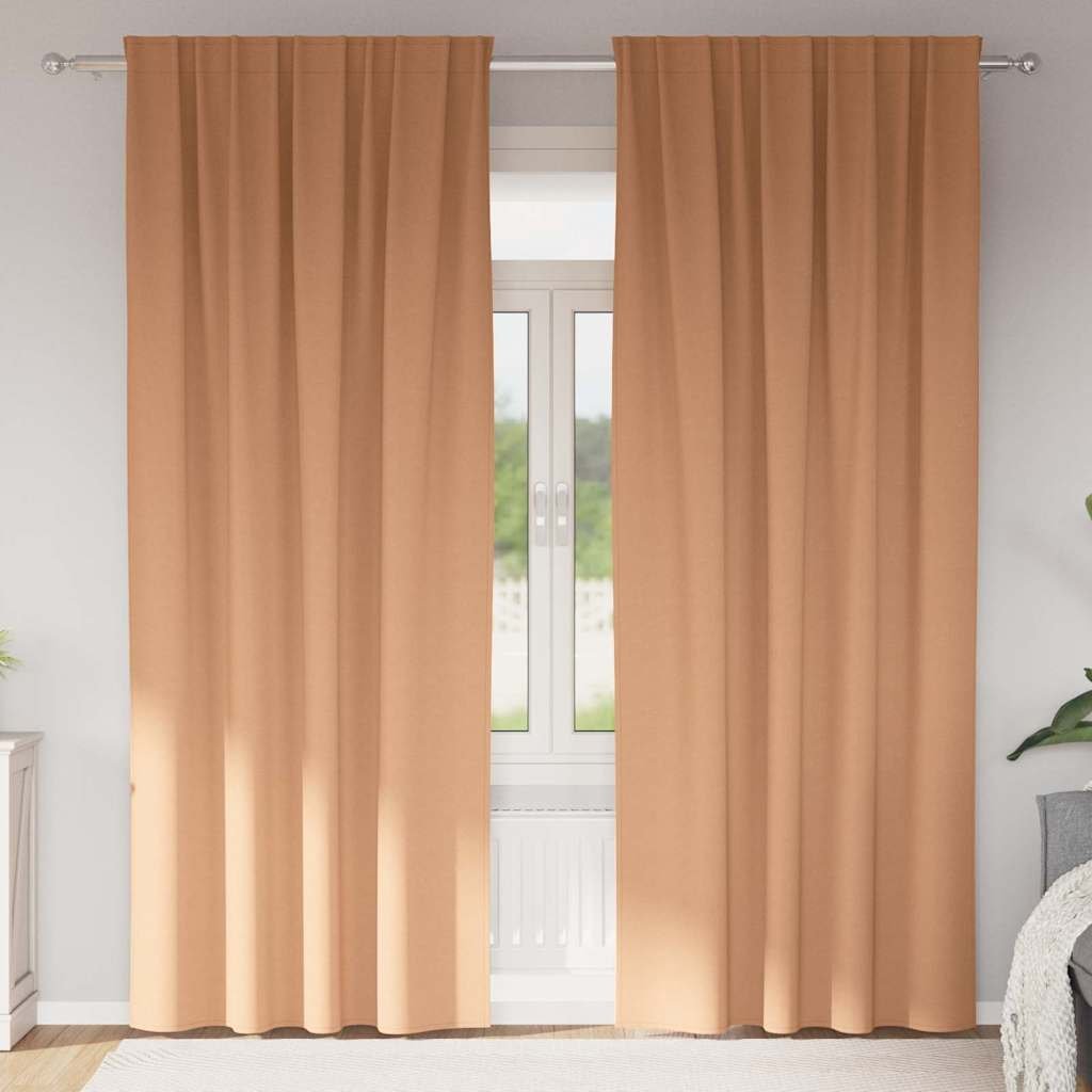 Walplus Set of 2 Ring Top Blackout Curtains - Light Brown - 245 x 140 cm
