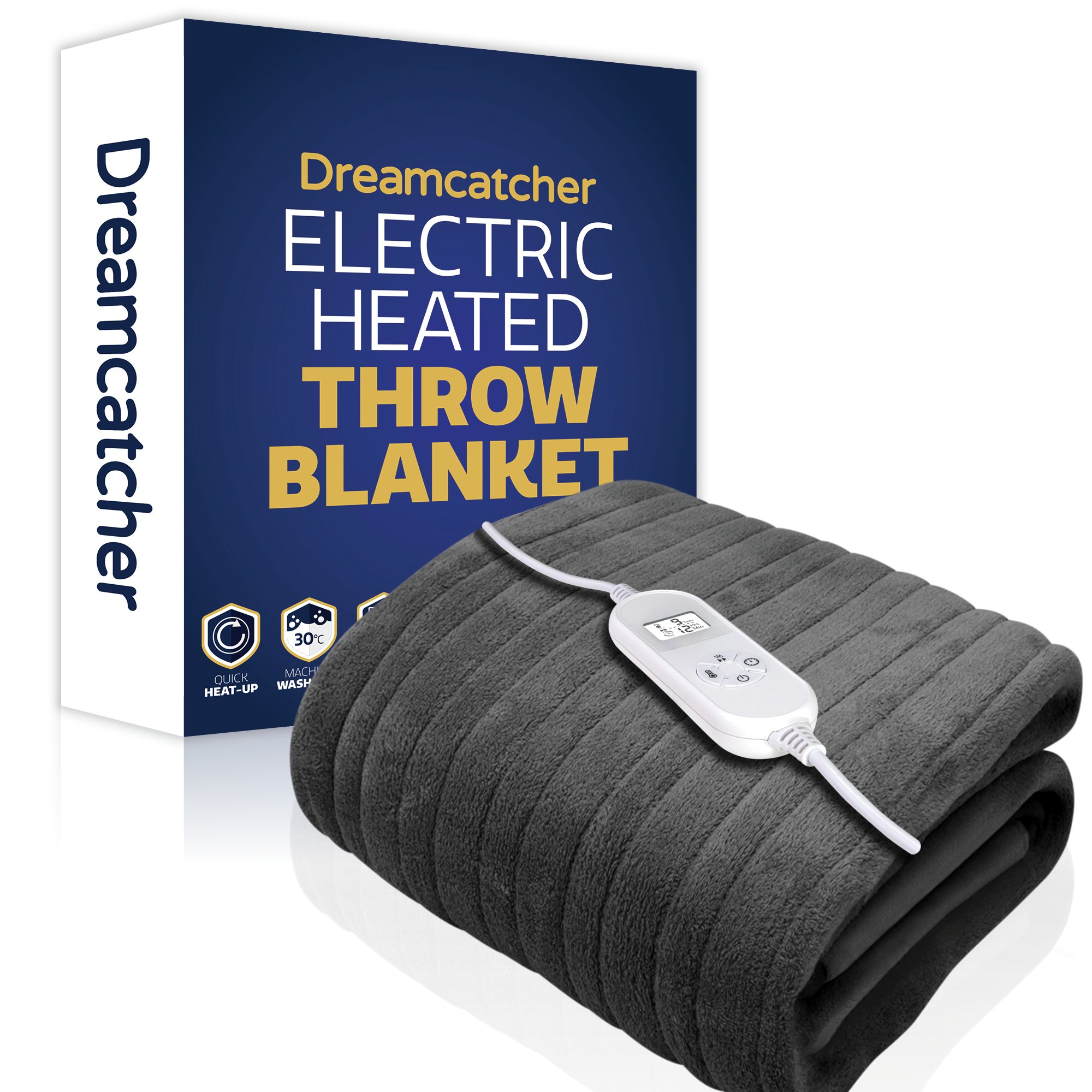 Dreamcatcher Fleece Polyester Electric Heated Throw Blanket 160x120cm - Grey