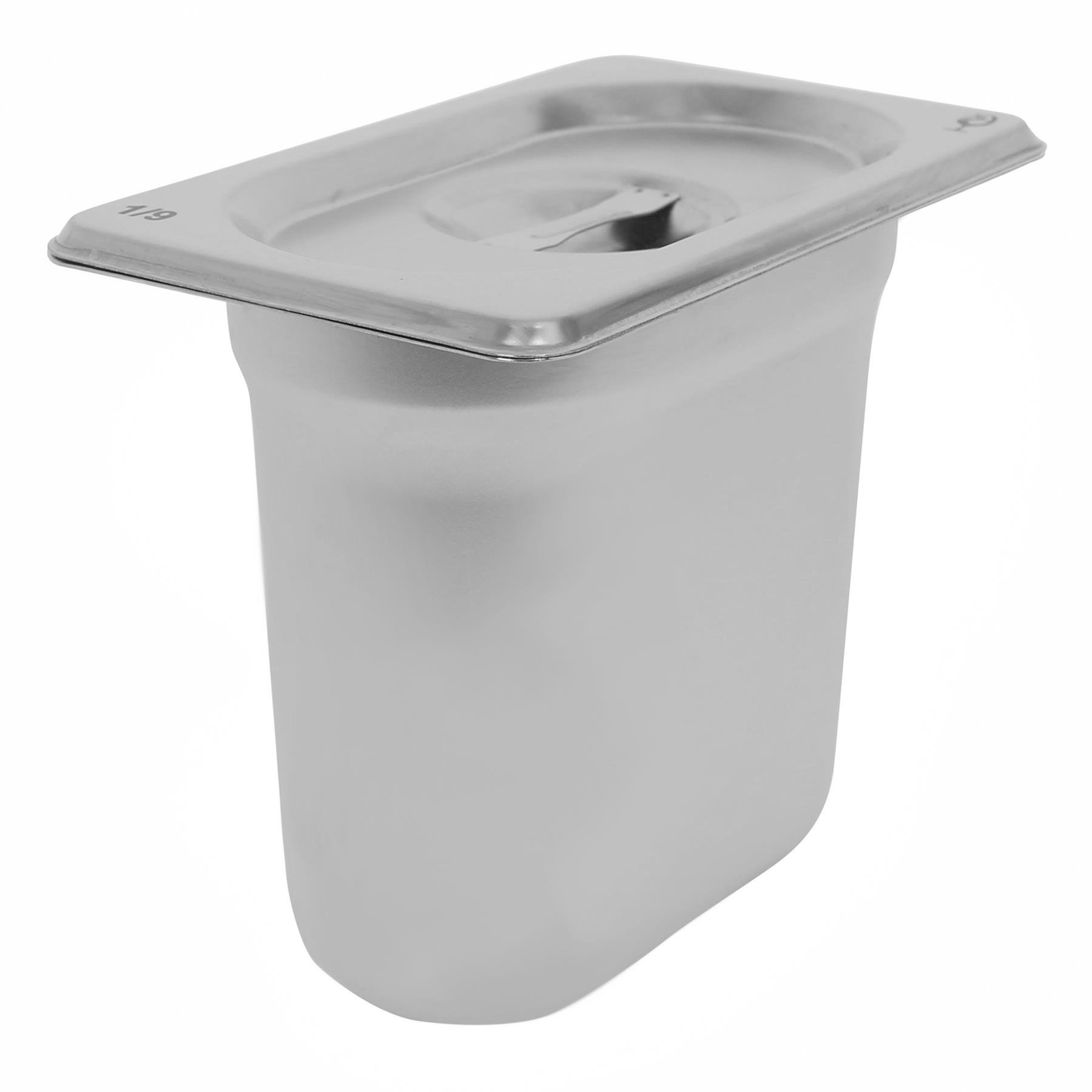 Argon Tableware Stainless Steel Gastronorm Container with Lid 1/9 - 1L