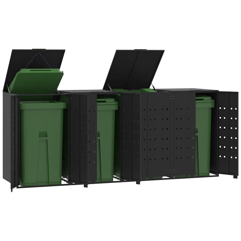 Walplus Steel Wheelie Bin Store - Black - 276 x 79 x 117 cm