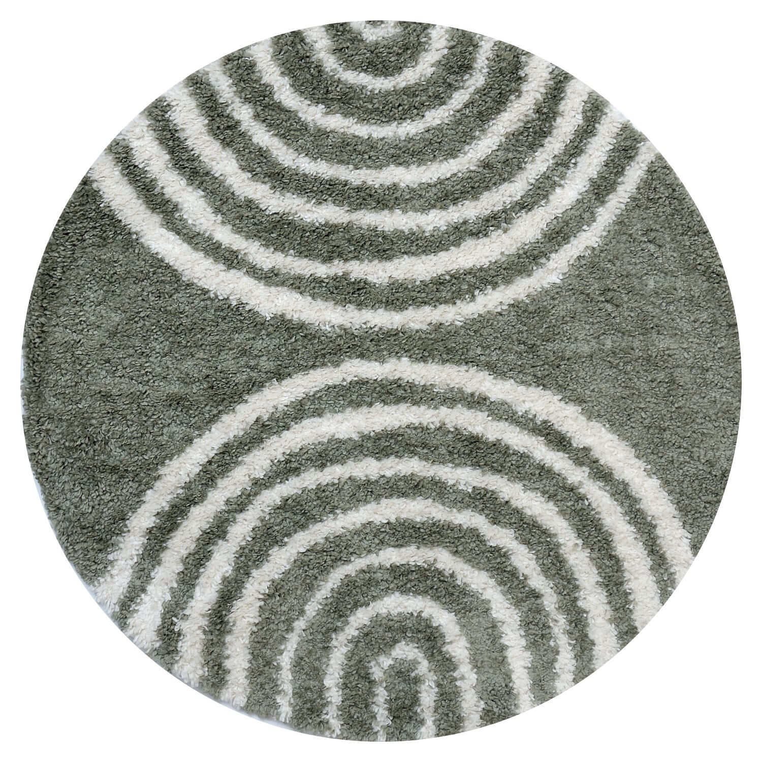 The Rugs Green Moodi Rainbow Round Shaggy Rug - 120cm
