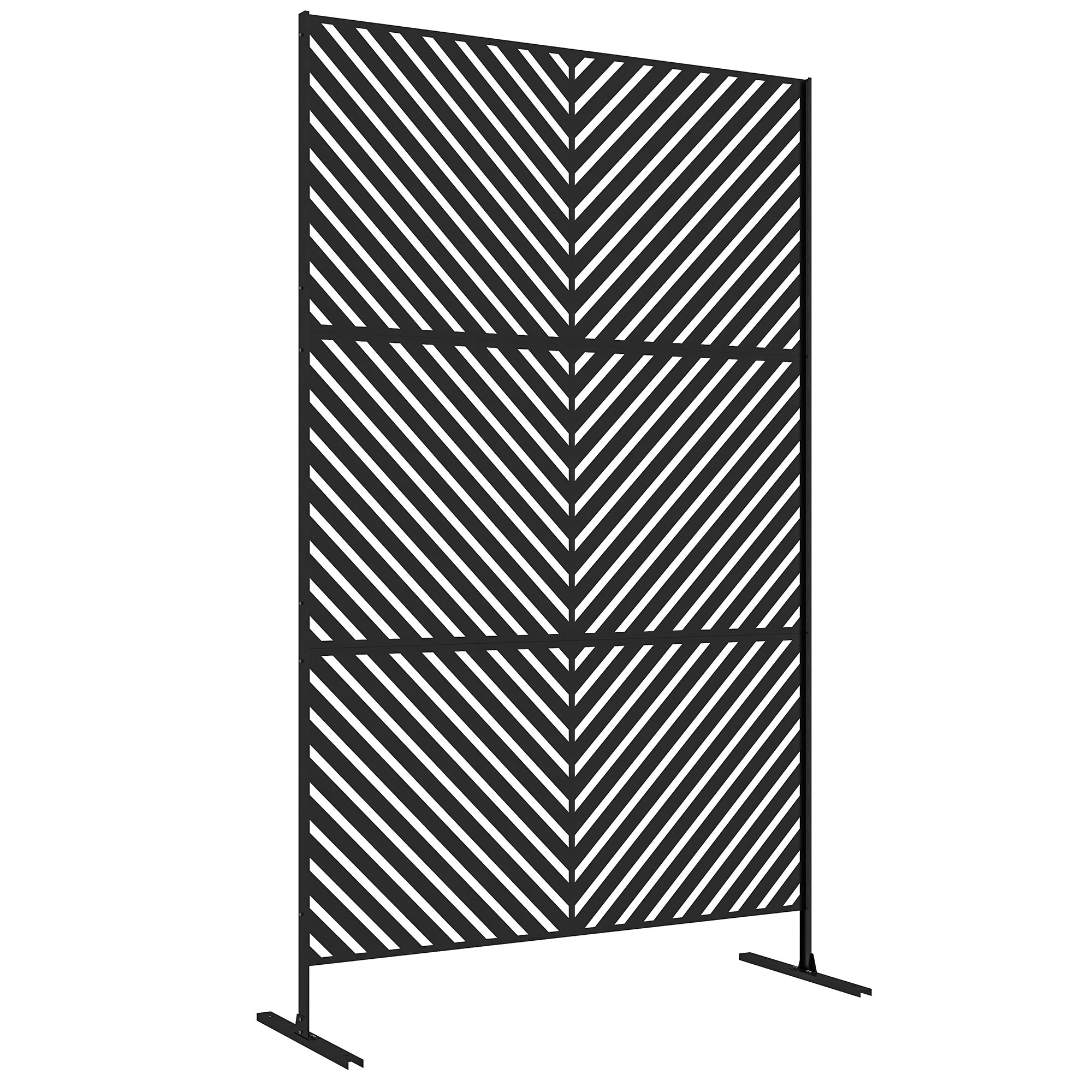 Outsunny Steel Triangle Garden Privacy Screen - Black