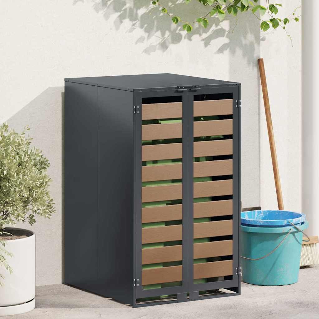 Walplus 240 L Steel Wheelie Bin Store - Anthracite - 68 x 77.5 x 115.5 cm