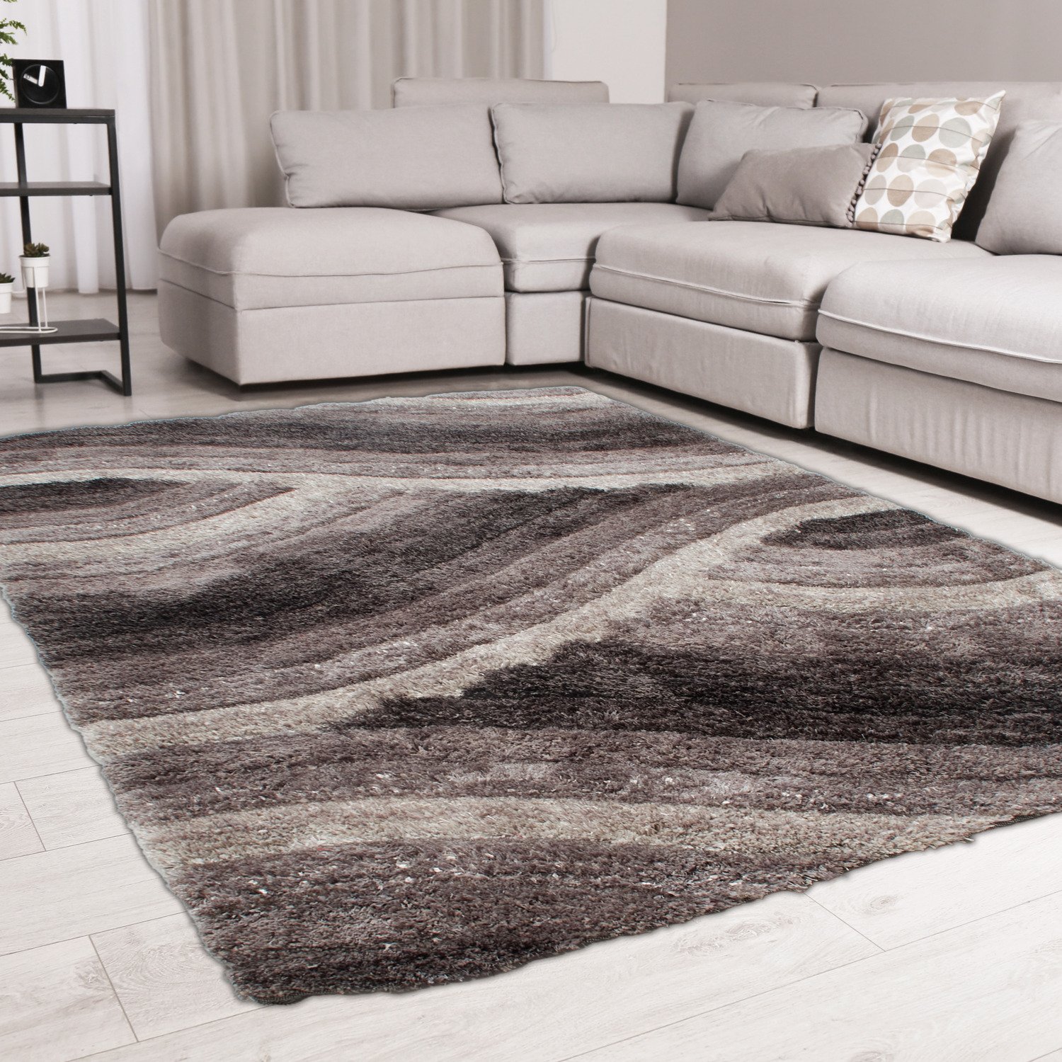 DS Living Ultra Plush Wave Shaggy Rug - Charcoal - 230x160cm