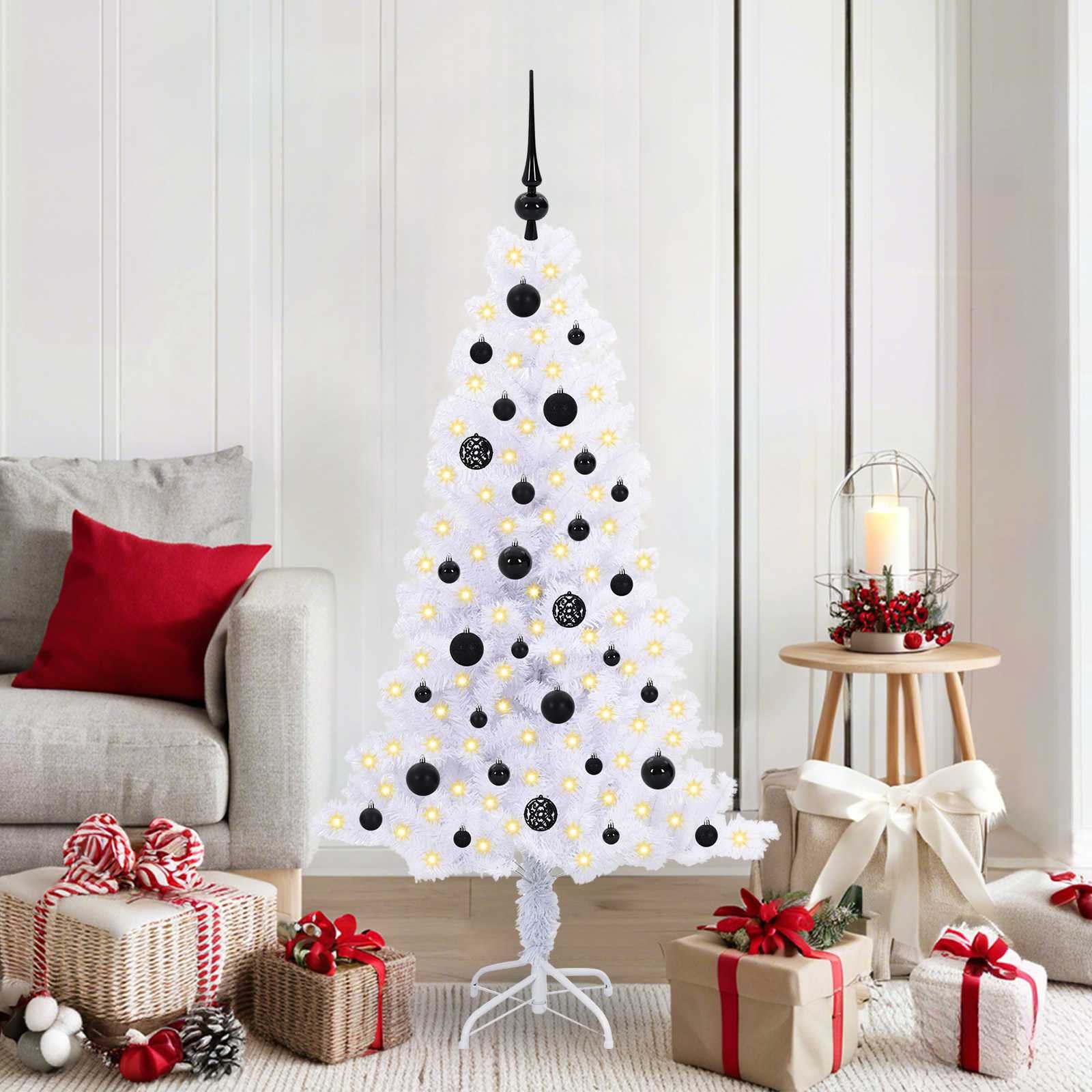 Walplus 150 LED Lights Artificial Christmas Tree Space Saving - White - 150 cm