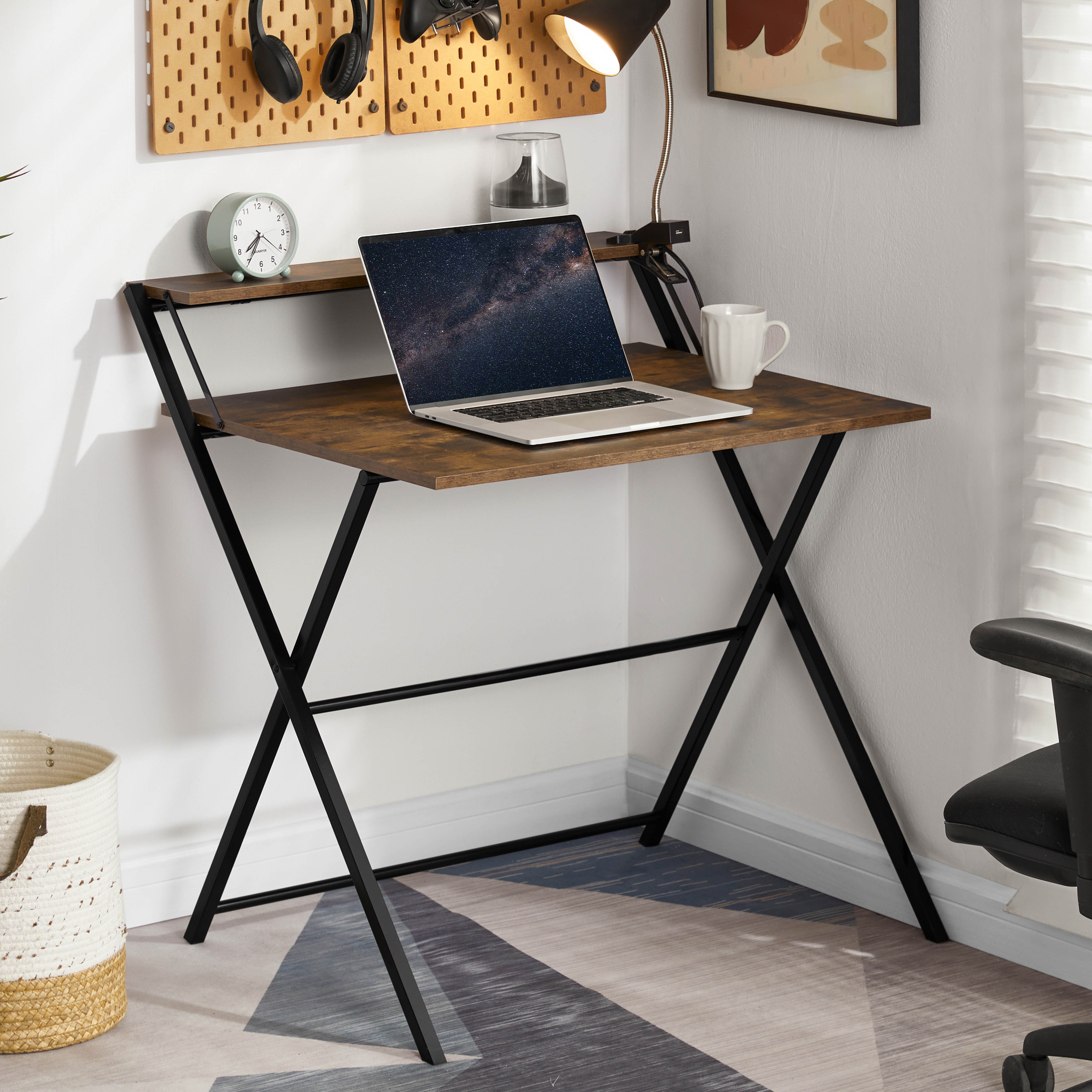 Vida Designs Brooklyn Foldable Computer Desk - Dark Wood