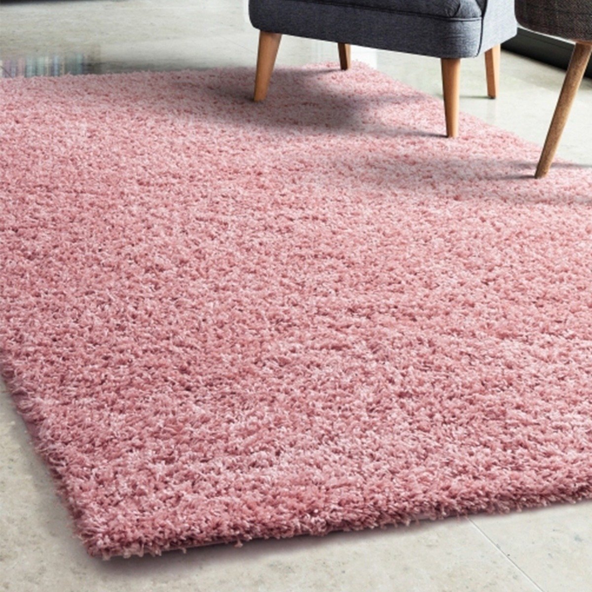 Mega Flooring Pink Shaggy Plain Rug - 60 x 110cm
