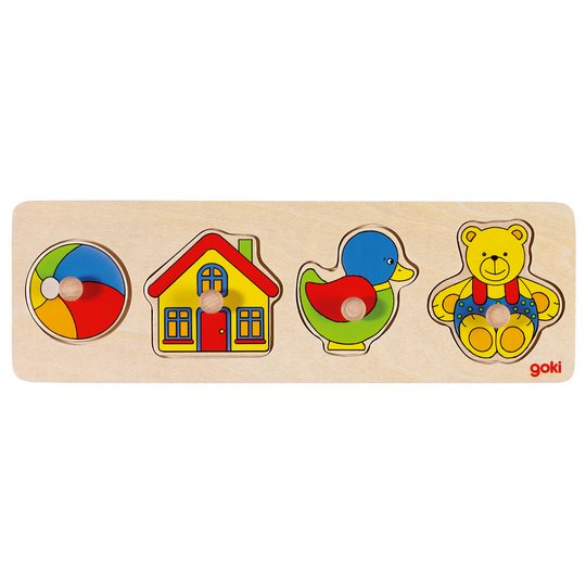 Goki Lift Out Wooden Toy Jigsaw Puzzle Childrens Learning Toy - 4 Piece