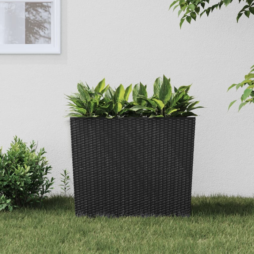Walplus Poly Rattan Garden Planter - Anthracite - 58 x 18 x 50 cm