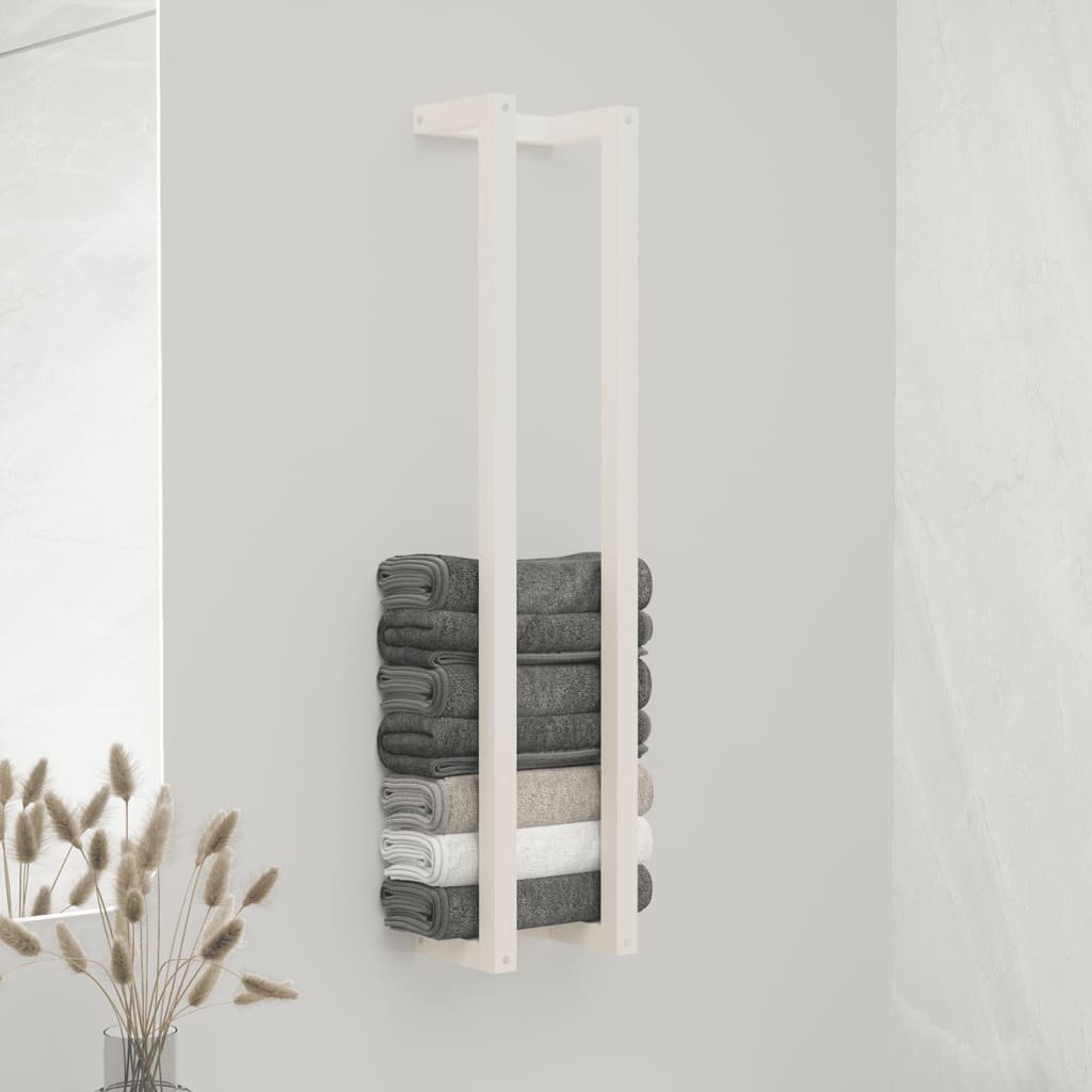 Walplus Wood Towel Rack - White - 23 x 18 x 110 cm