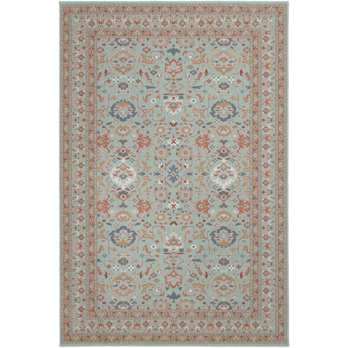 Mega Flooring Blue Traditional Bordered Rug - 135 x 200cm