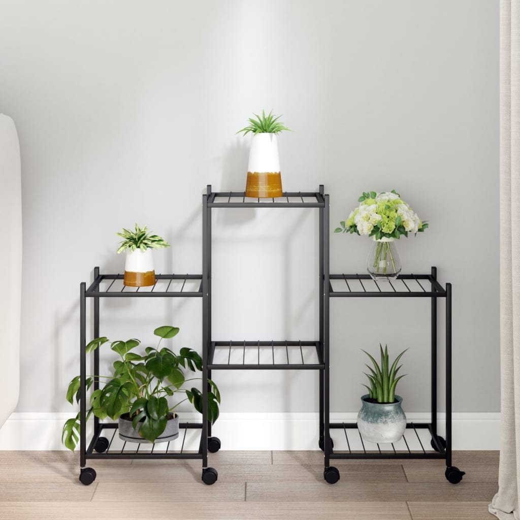 Walplus Iron Flower Stand - Black - 83 x 25 x 63.5 cm