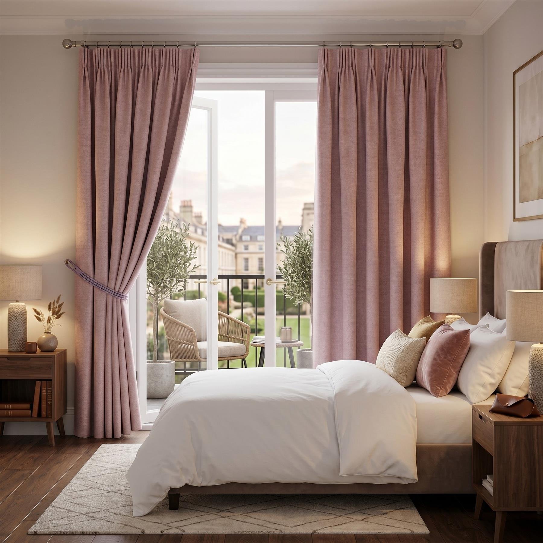 Luxury Living Chenille Blackout Pencil Pleat Curtains 117cm x 183cm - Pink