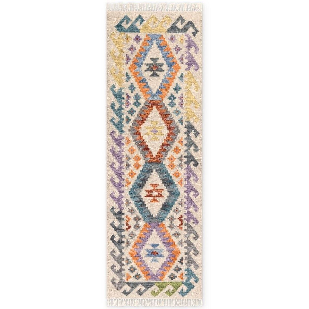 Hanse Home Multicoloured Polka Dot Kamal Afghan Kelim Runner Rug - 60 x 190cm
