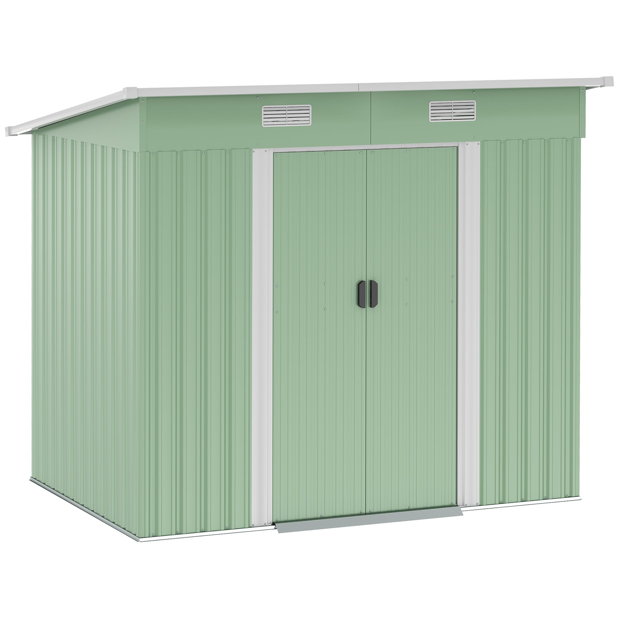 Outsunny Metal Garden Shed with Foundation Kit - Lignt Green