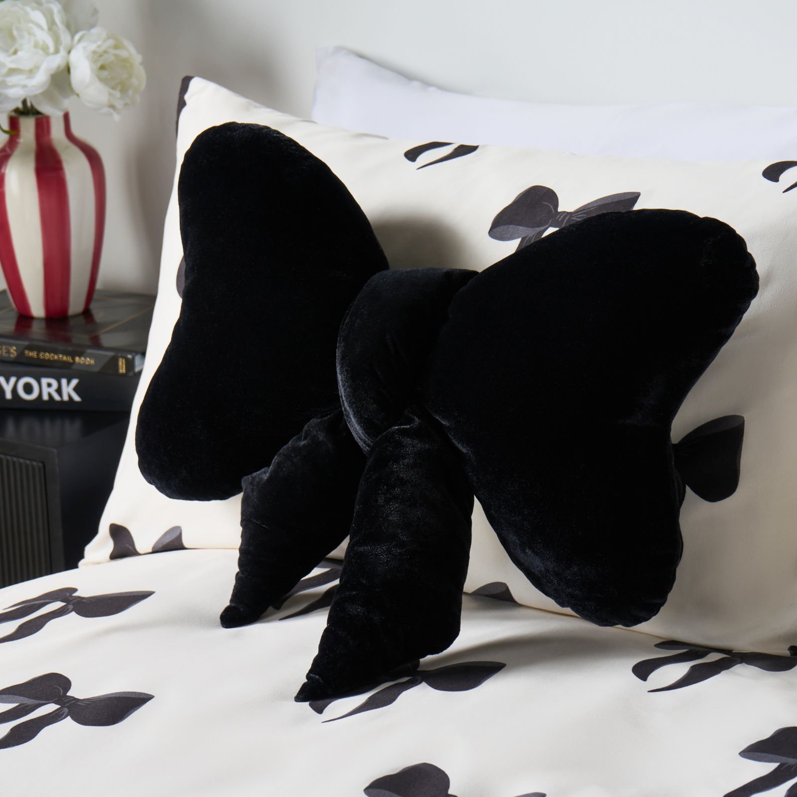 OHS Bow Shaped Scatter Cushion  - Black - 45 x 33cm