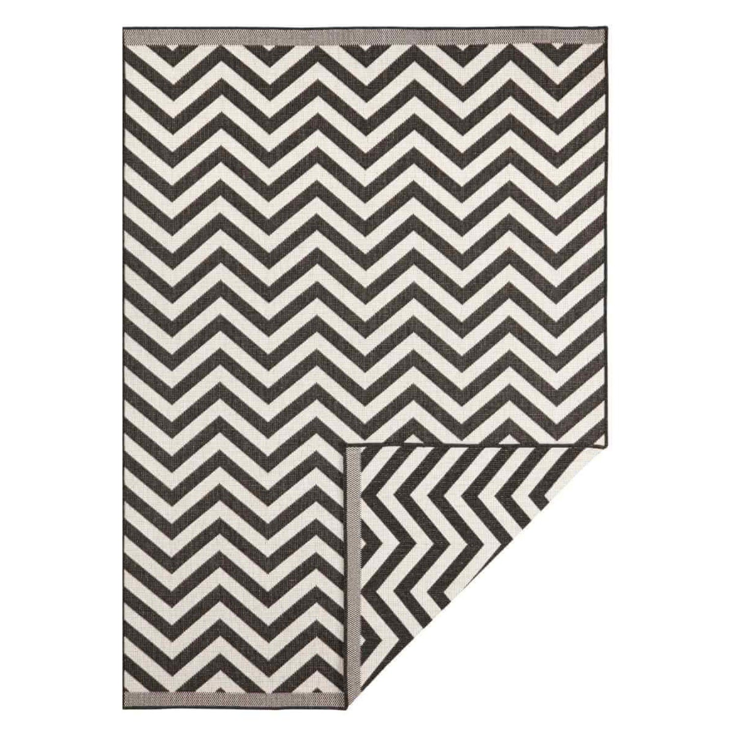 Hanse Home Black Palma Indoor Outdoor Reversible Rug - 80 x 150cm