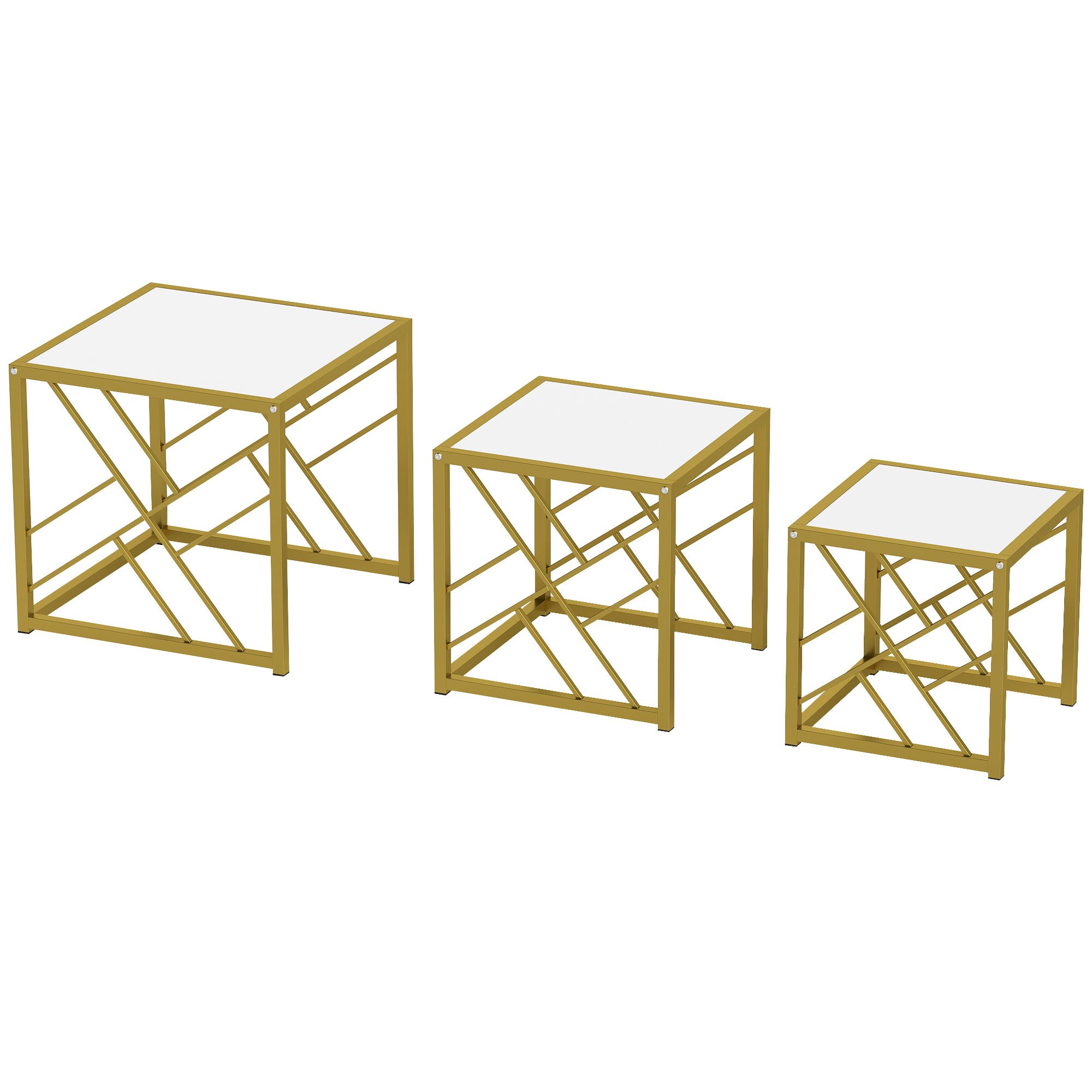 HOMCOM Set of 3 Nesting Coffee Tables - White
