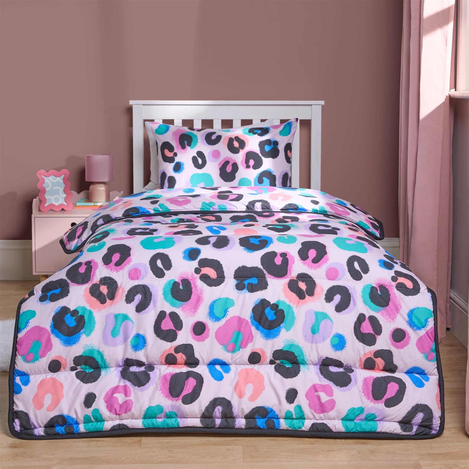 OHS Kids Leopard 10.5 Tog Coverless Duvet Set Bedding Multi - Single