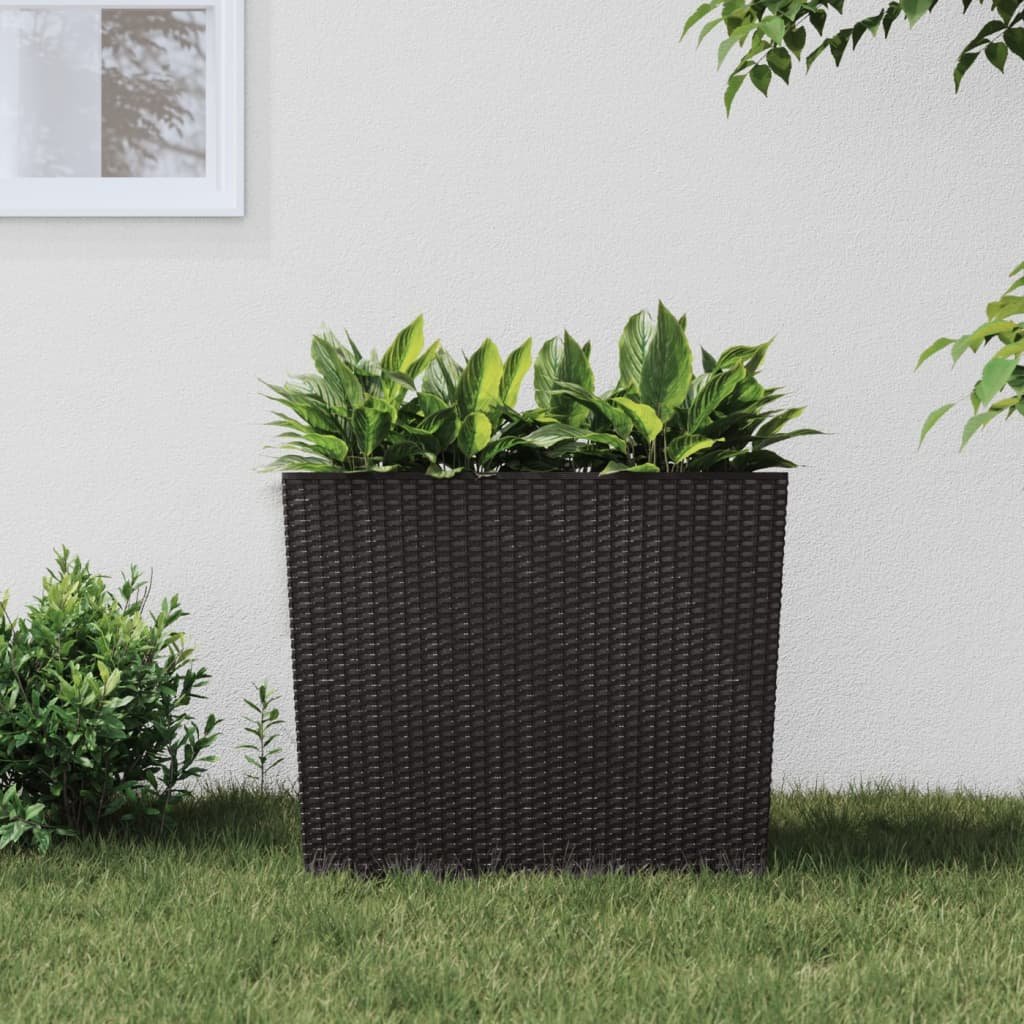 Walplus Poly Rattan Garden Planter - Brown - 58 x 18 x 50 cm