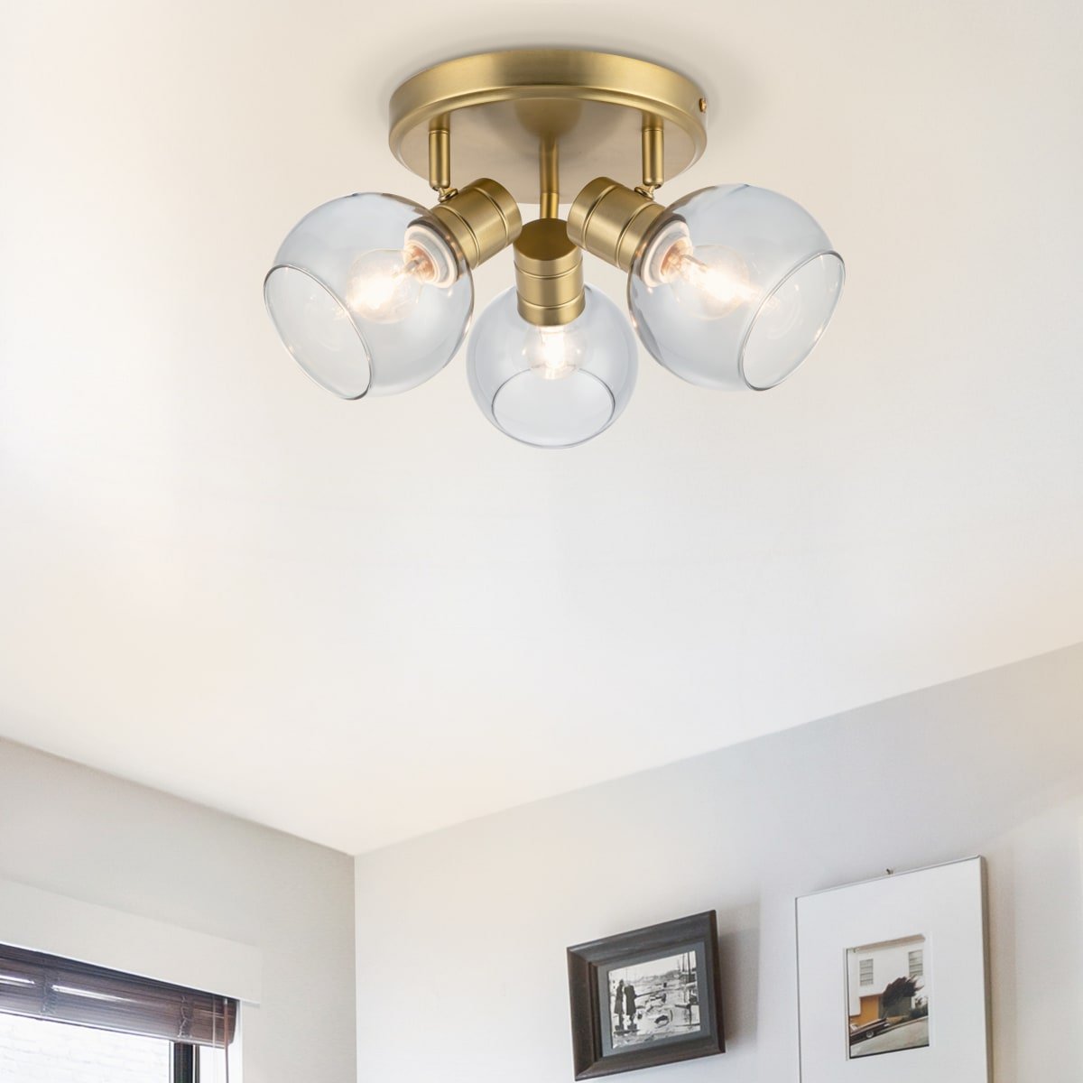 Cosylyte Hilston 3 Light Modern Smoky Glass Spotlight - Gold Metal Base