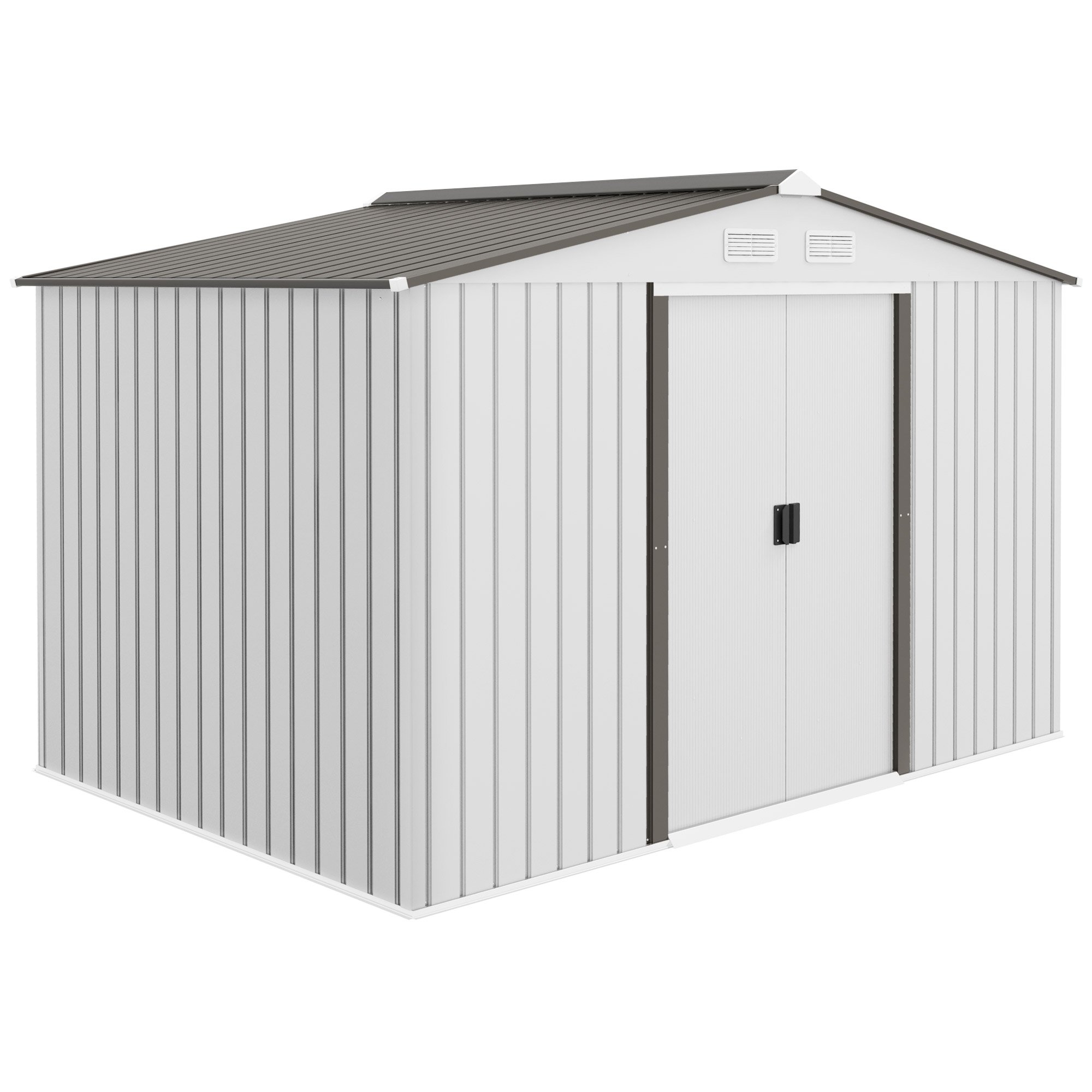 Outsunny Metal Garden Shed with Ventilation Slots and Foundation Kit - Silver