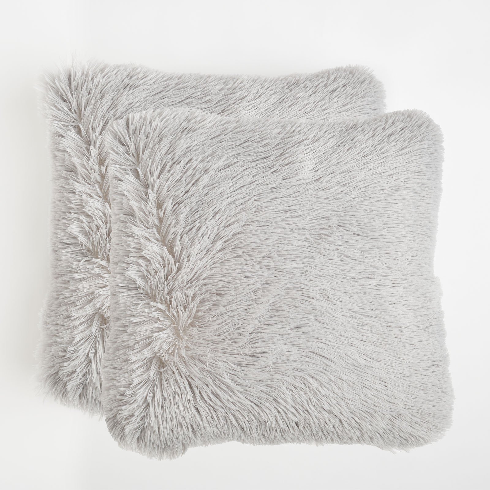 OHS 2 Pack Fluffy Cushion Covers 45 x 45cm - Silver