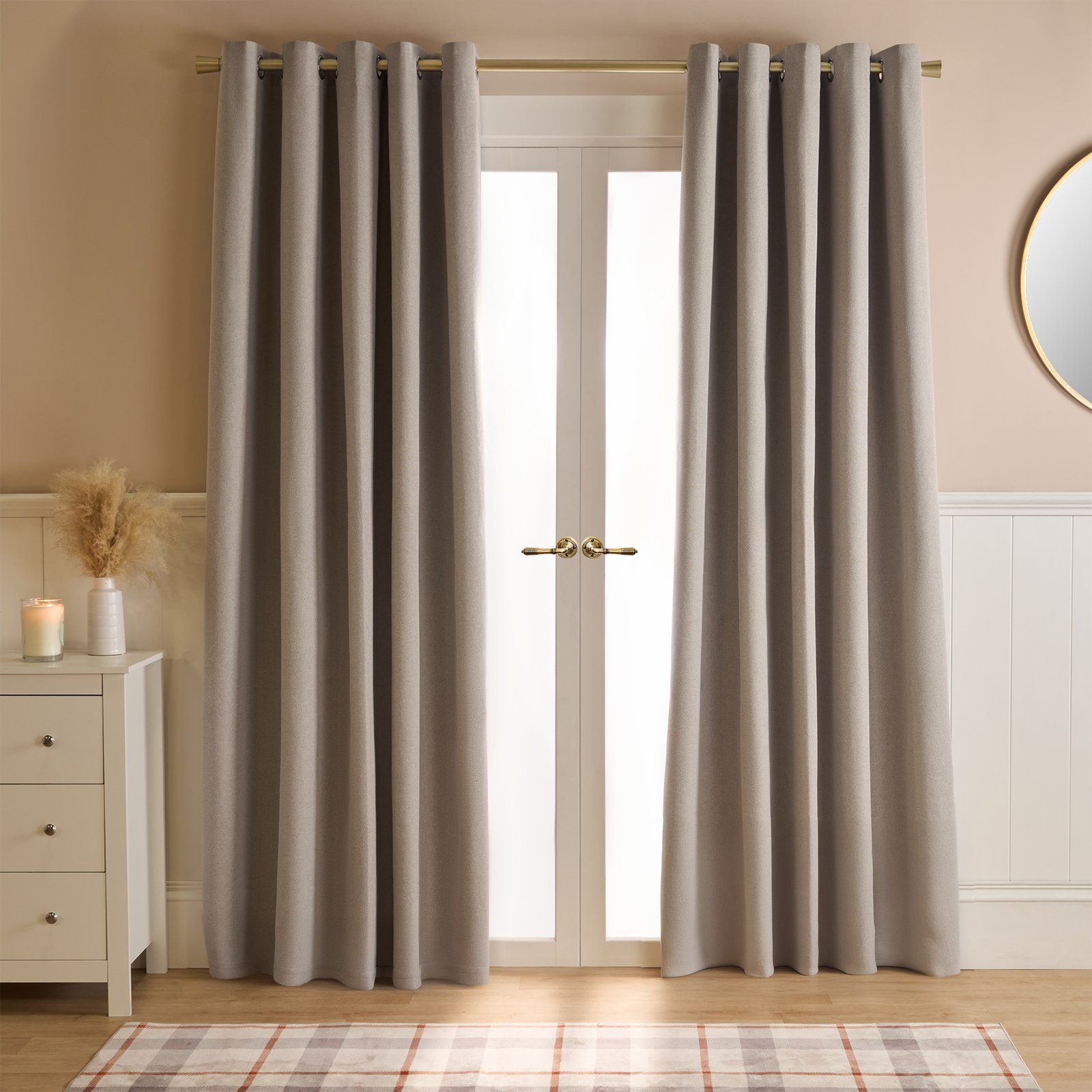 OHS Woven Texture Blackout Curtains - 168 x 229cm - Natural